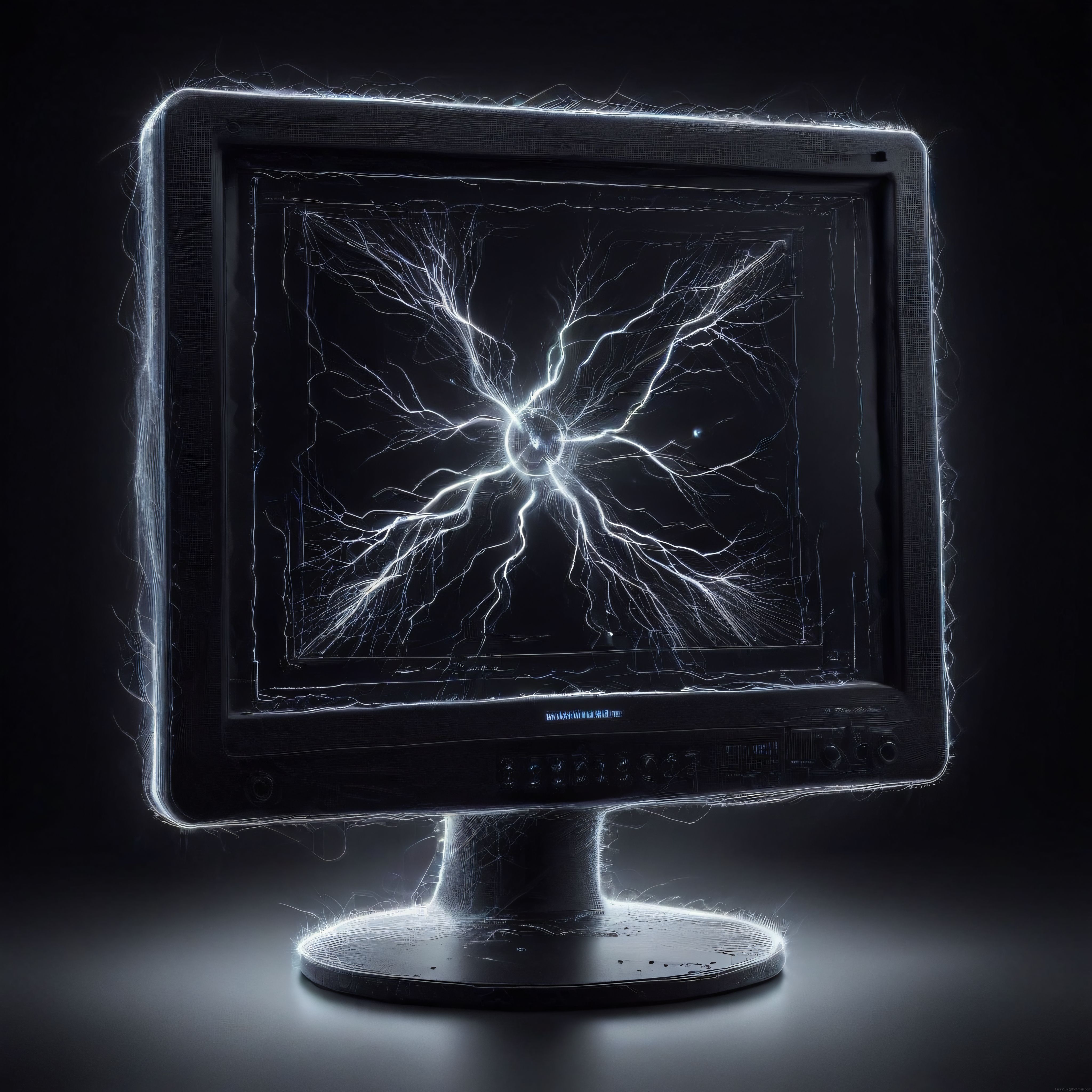 Yıldırım Çakan Eski Monitör: Karanlık Odada Elektriklenmiş Retro Teknoloji
