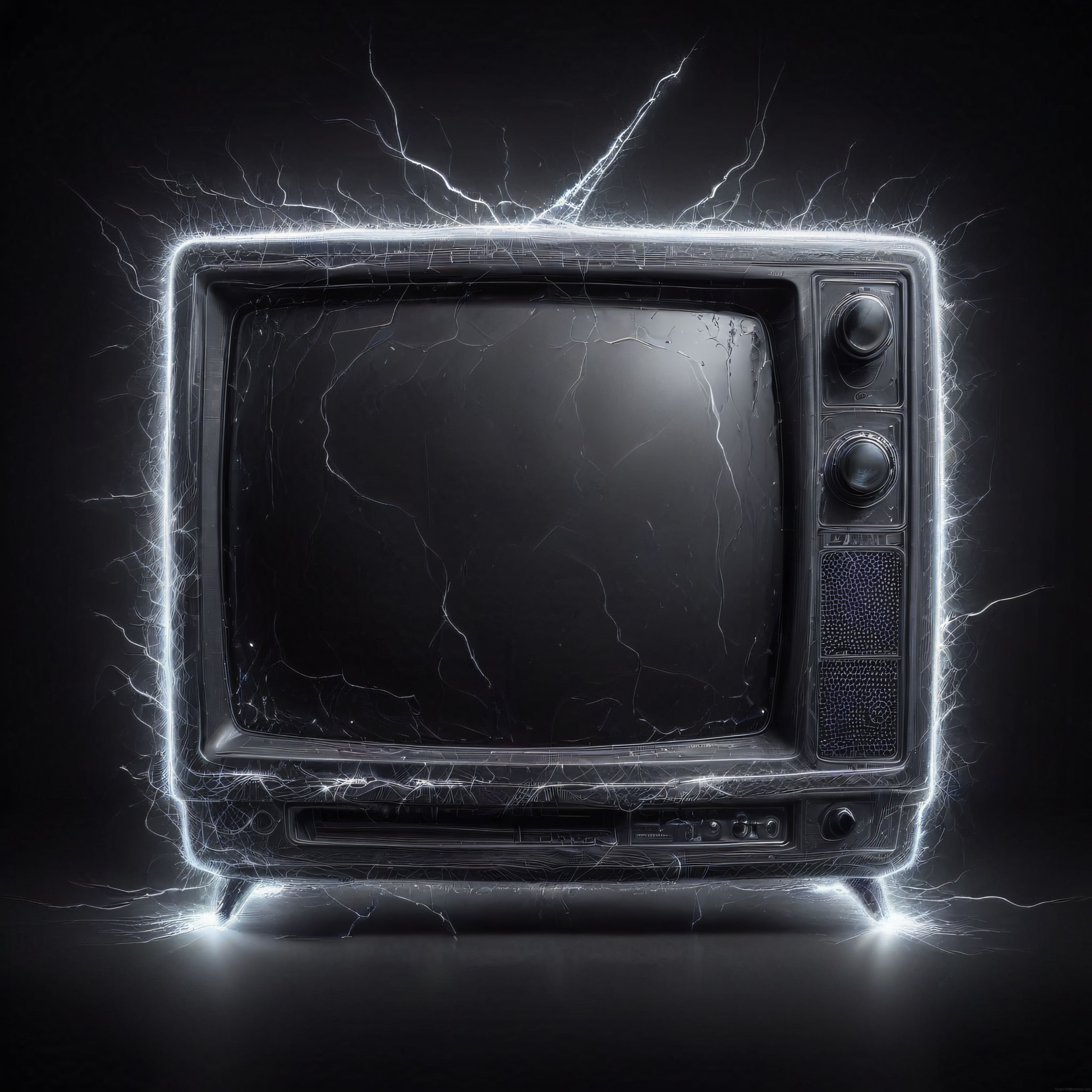 Yıldırım Efektli Retro Televizyon: Karanlık Ortamda Nostaljik Teknoloji