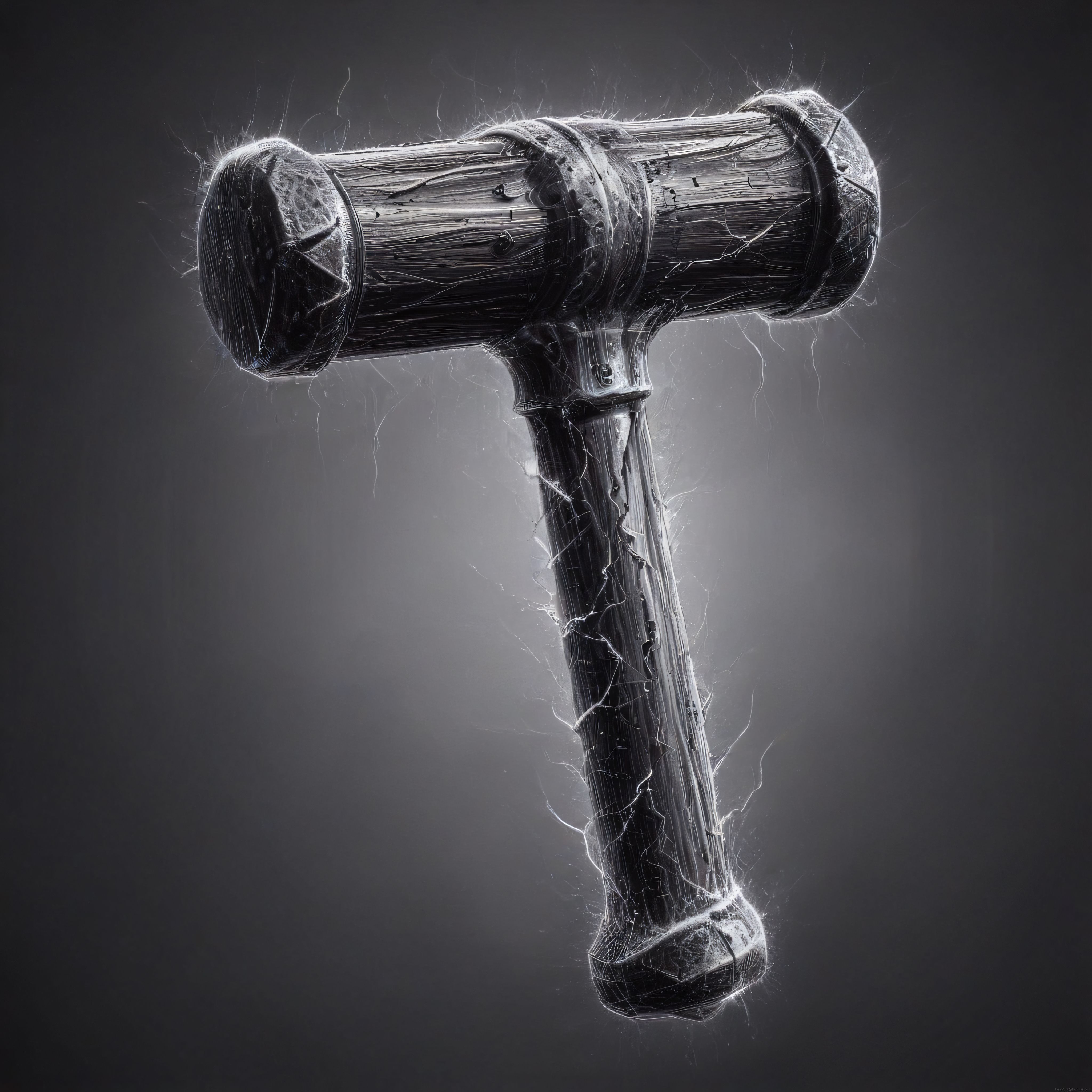 Yıldırım ve Buz Efektleriyle Süslenmiş Efsanevi Thor Çekici Sanatsal Render