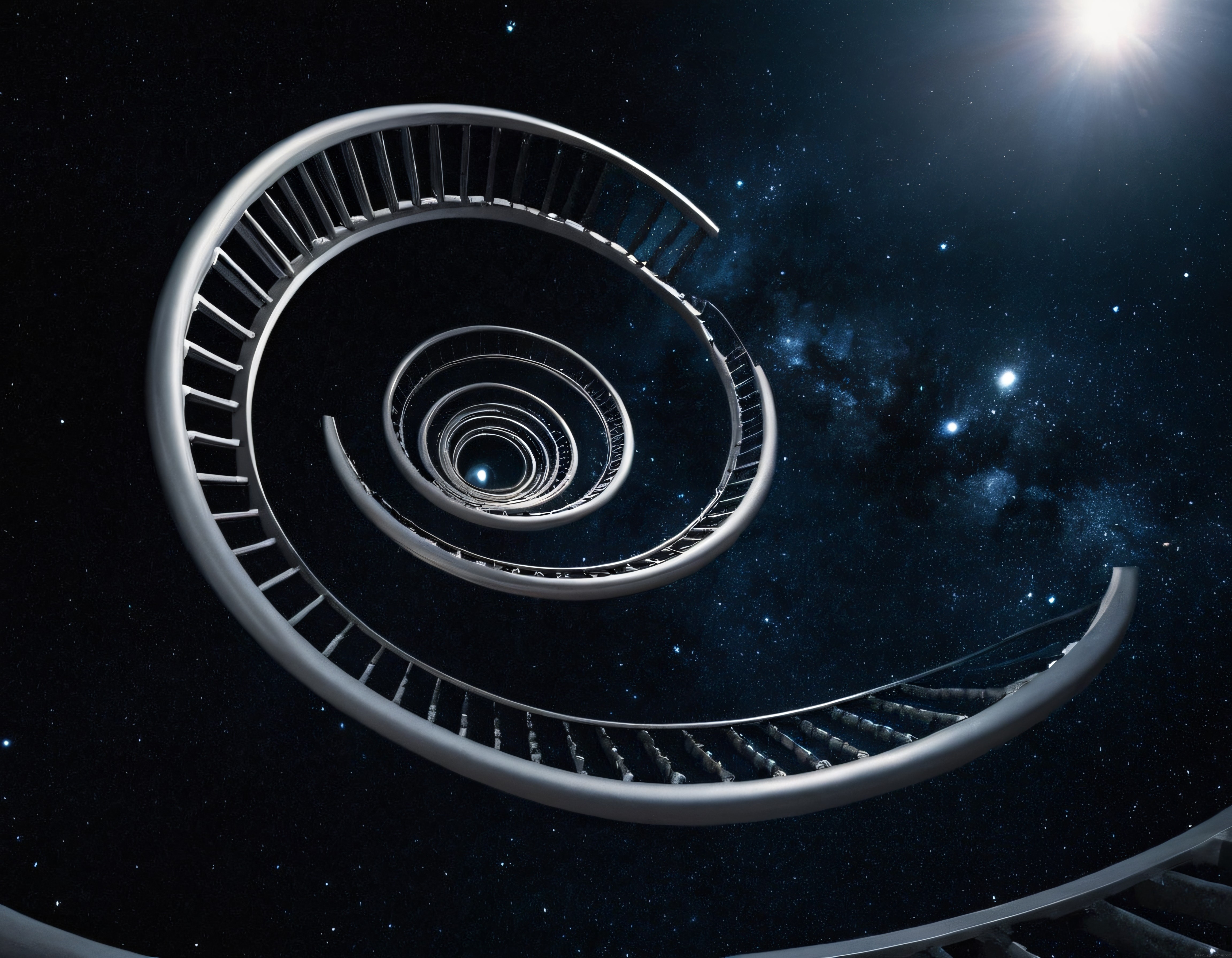 Yıldızlar Arasında Sonsuzluğa Uzanan Gizemli ve Büyüleyici Spiral Merdiven
