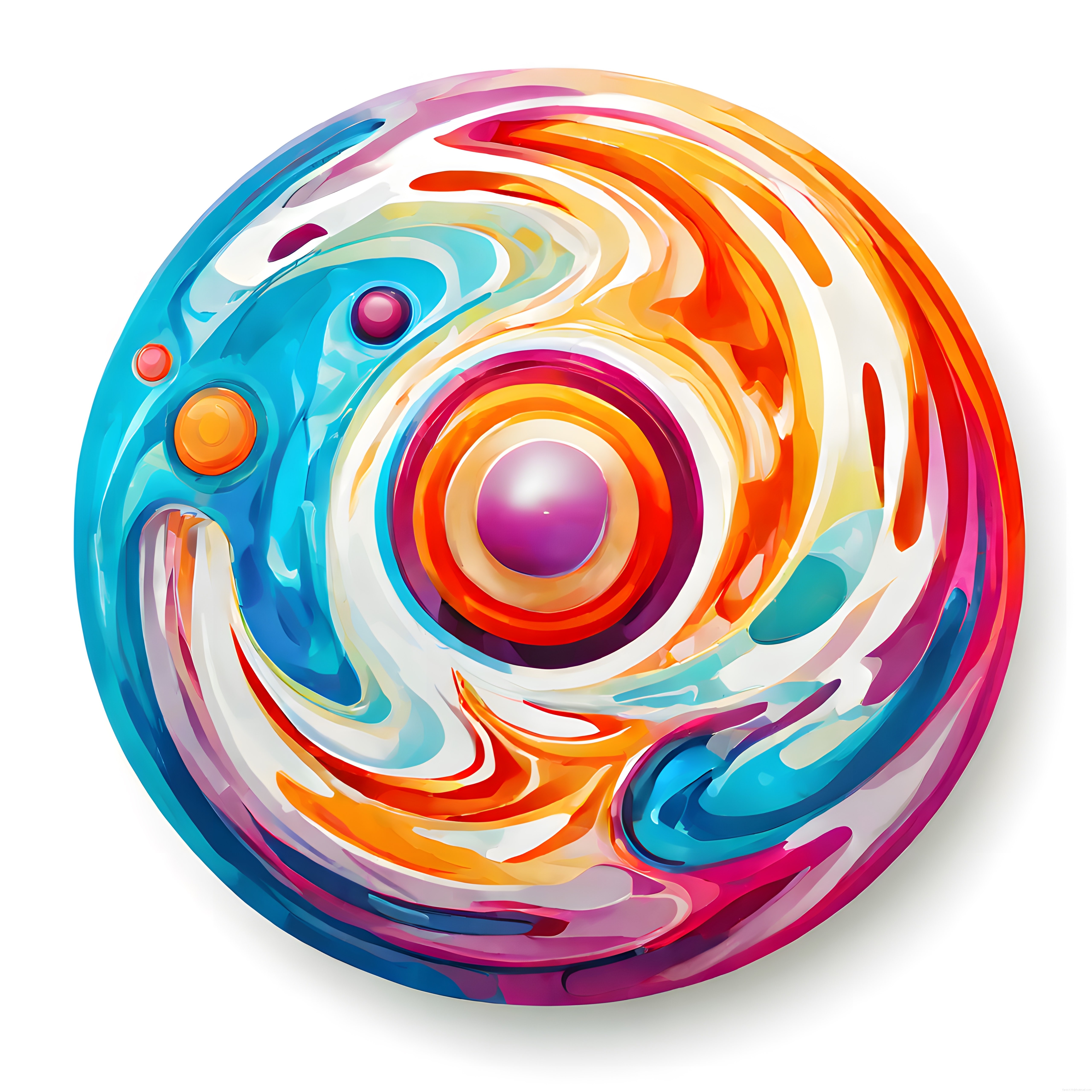 Yin Yang Formunda Muhteşem Renkli 3D Sıvı Dalgalar ve Dijital Abstrakt Sanat