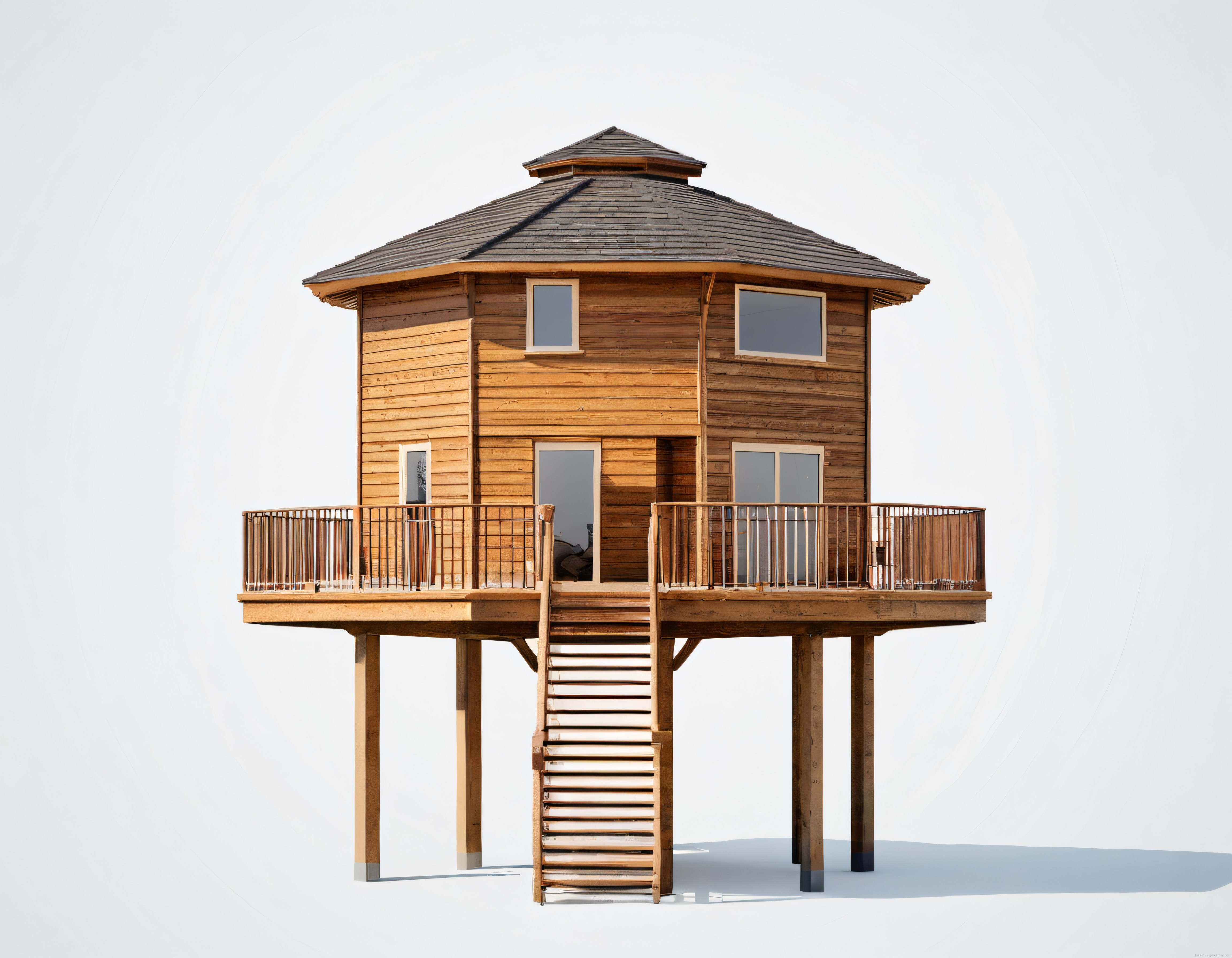 Yüksek Ayaklar Üzerindeki Modern Ahşap Kulübe ve Minimalist Mimari Tasarım