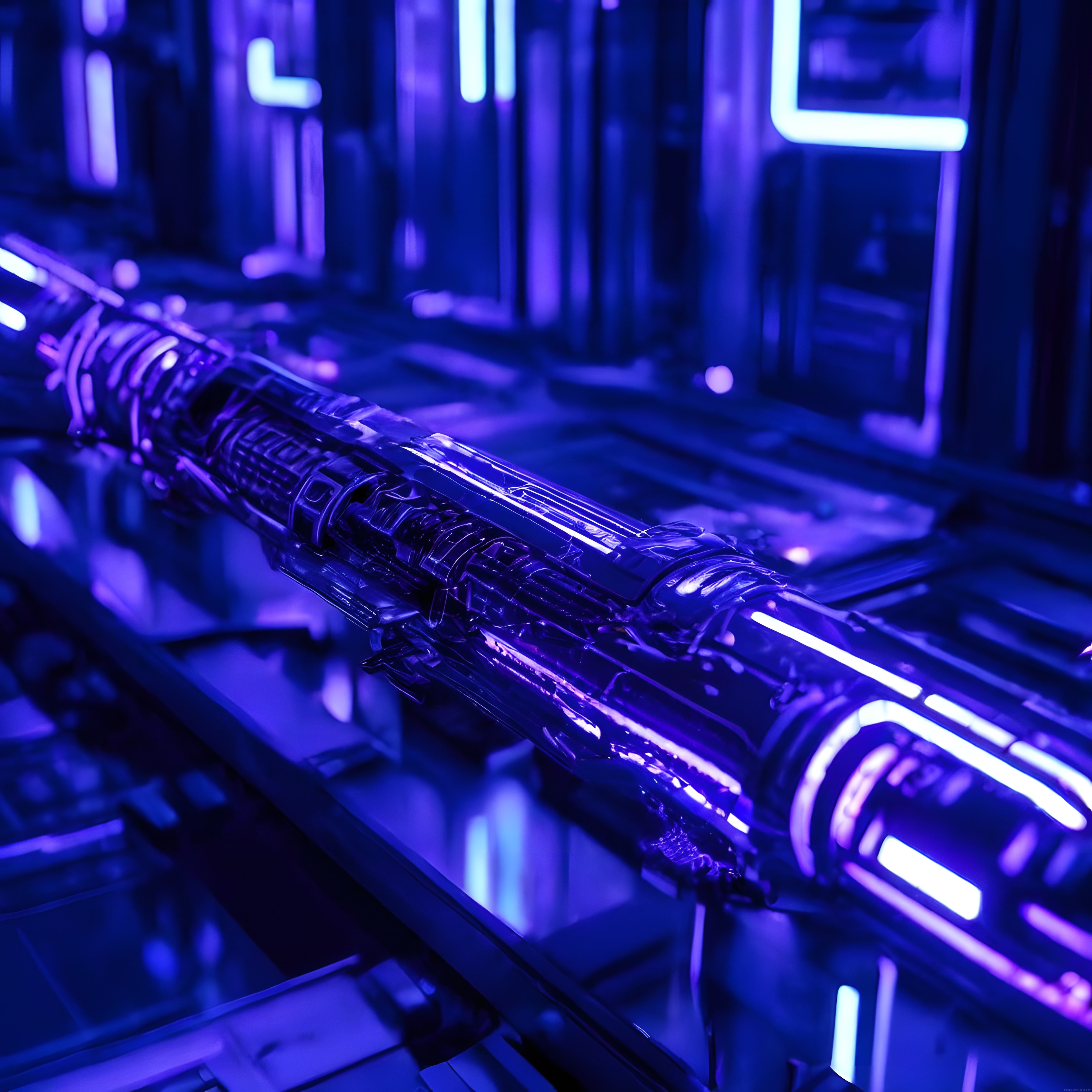 Yüksek Detaylı Cyberpunk Neon Silahı ve Futuristik Oyun Atmosferi Yüksek Detaylı Cyberpunk Neon Silahı ve Futuristik Oyun Atmosferi