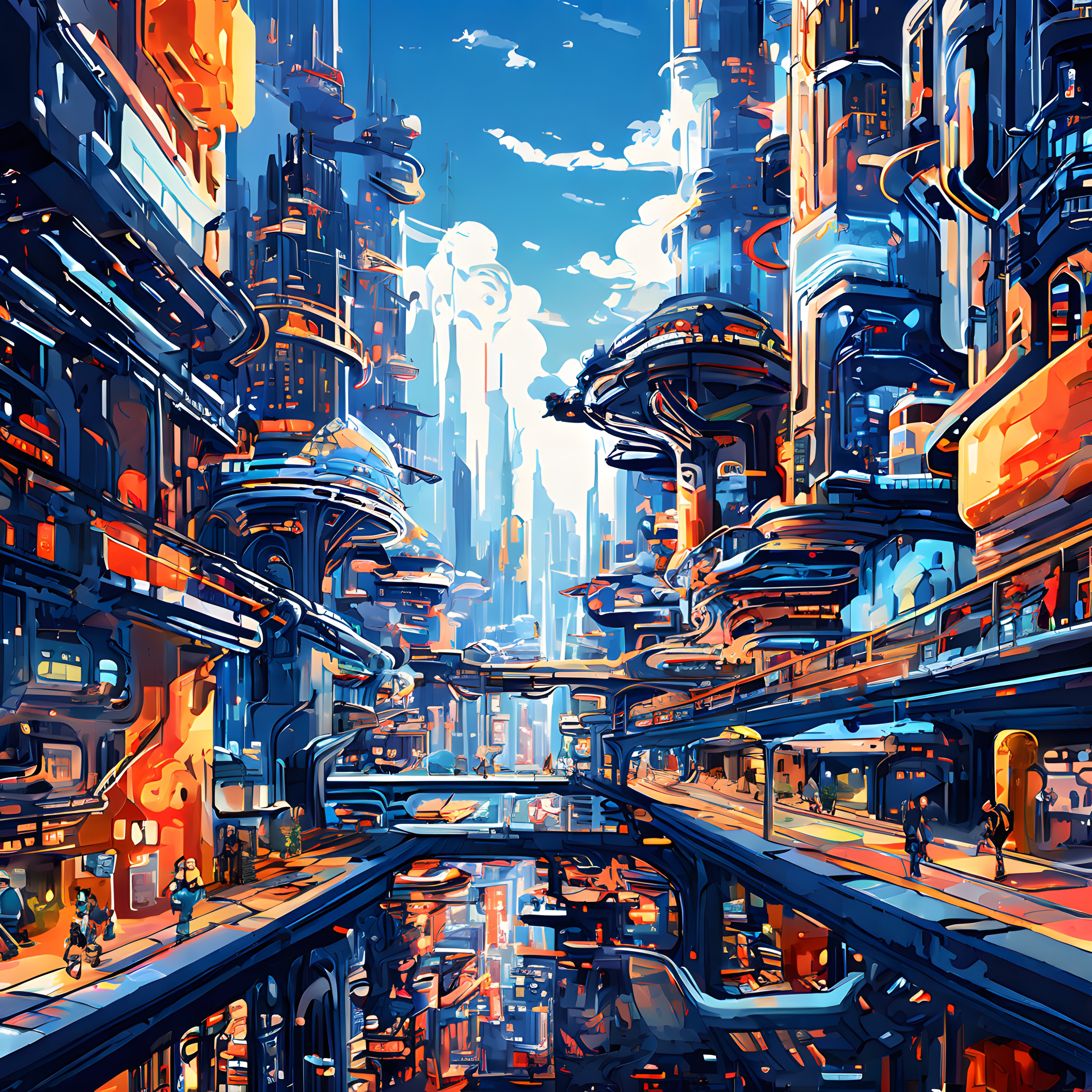 Yüksek Teknolojili Cyberpunk Metropolde Geleceğin Şehir Manzarası