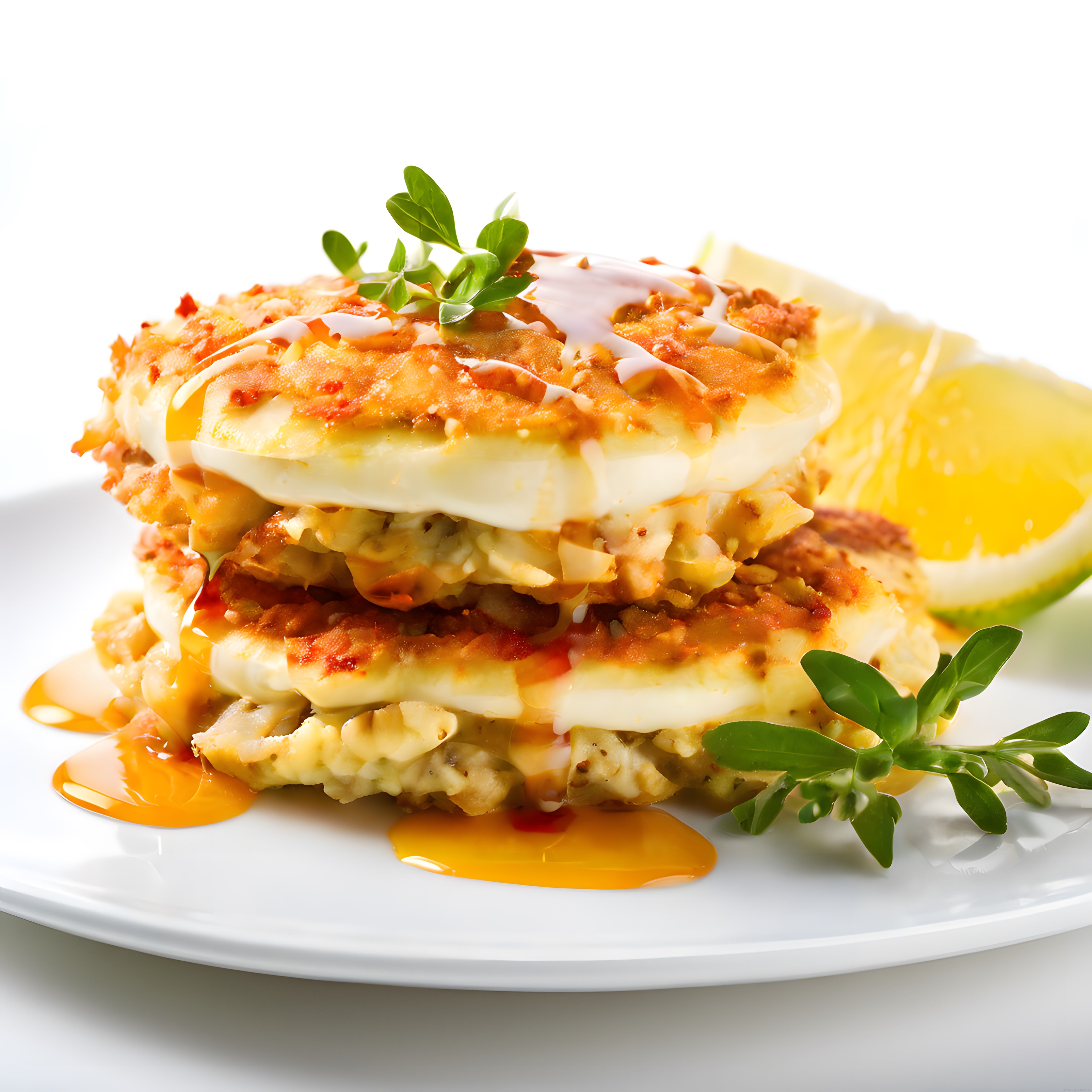 Yumurta Kaplamalı Katmanlı Kahvaltı Tarifi, Baharatlı Sos ve Limon ile Sunum