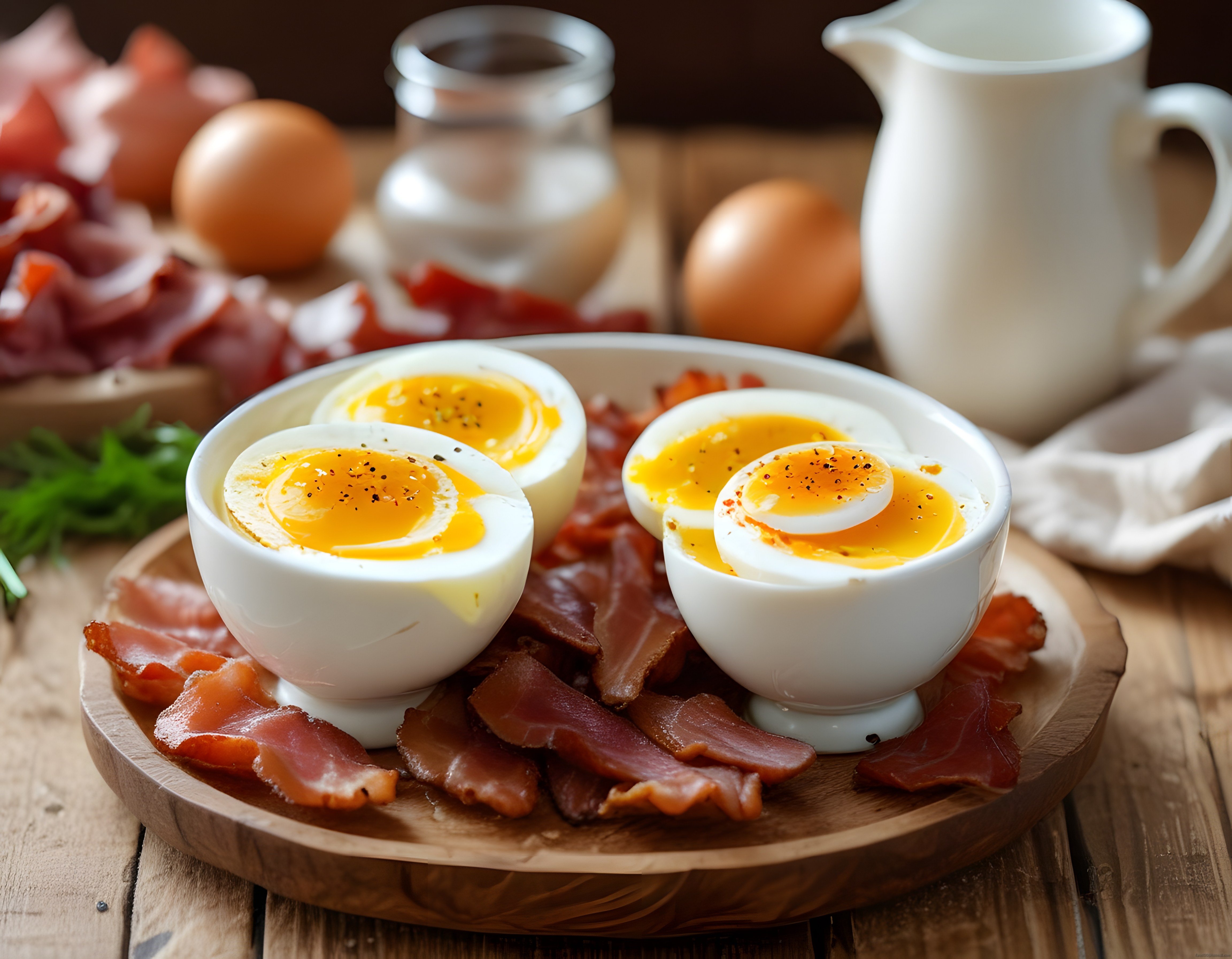 Yumurta ve Bacon ile Sıcak Kahvaltı Tabağı - Lezzetli Sabah Sofrası