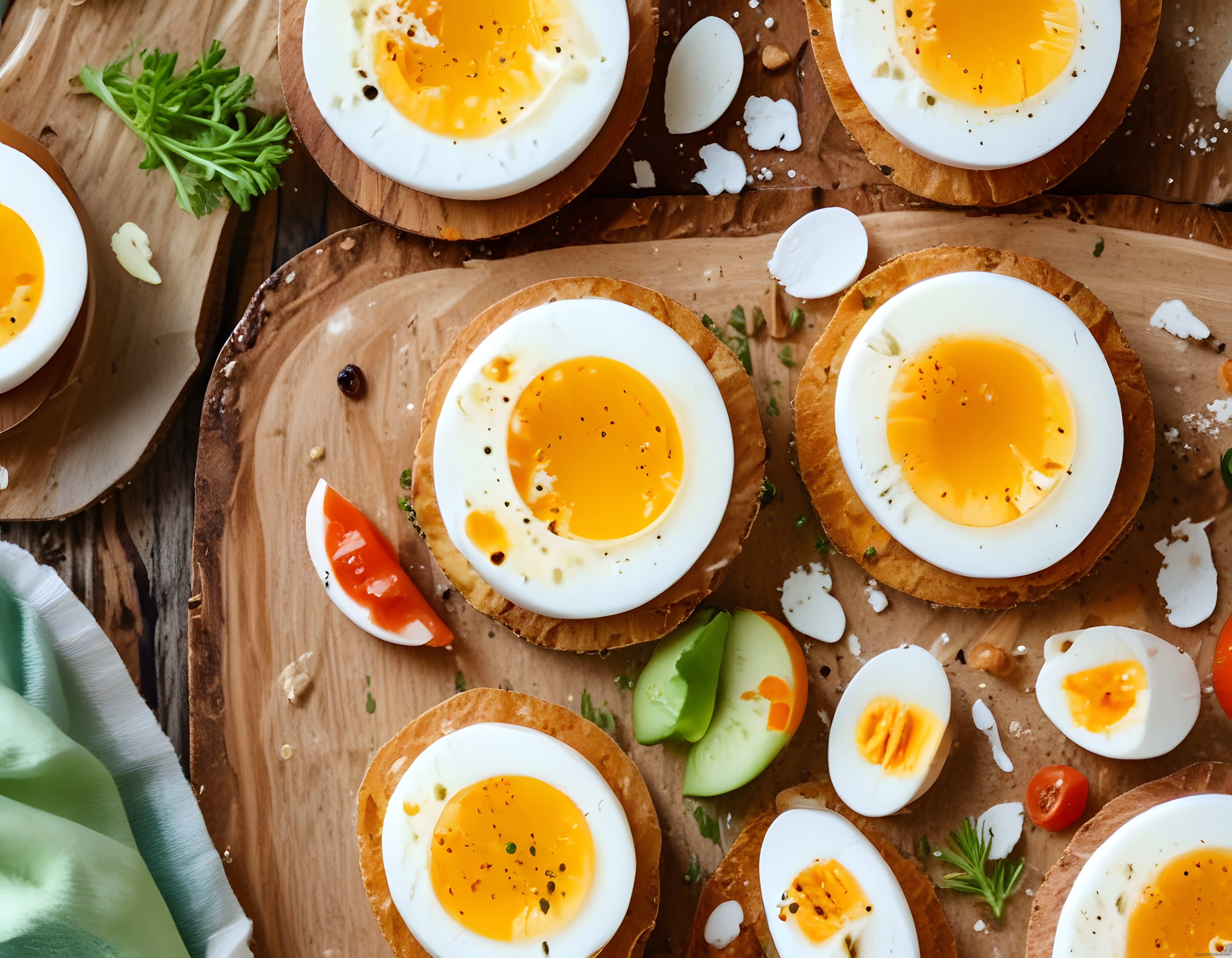 Yumurtalı Çıtır Ekmek Üzerinde Kahvaltı Tabağı: Sağlıklı Brunch Sunumu