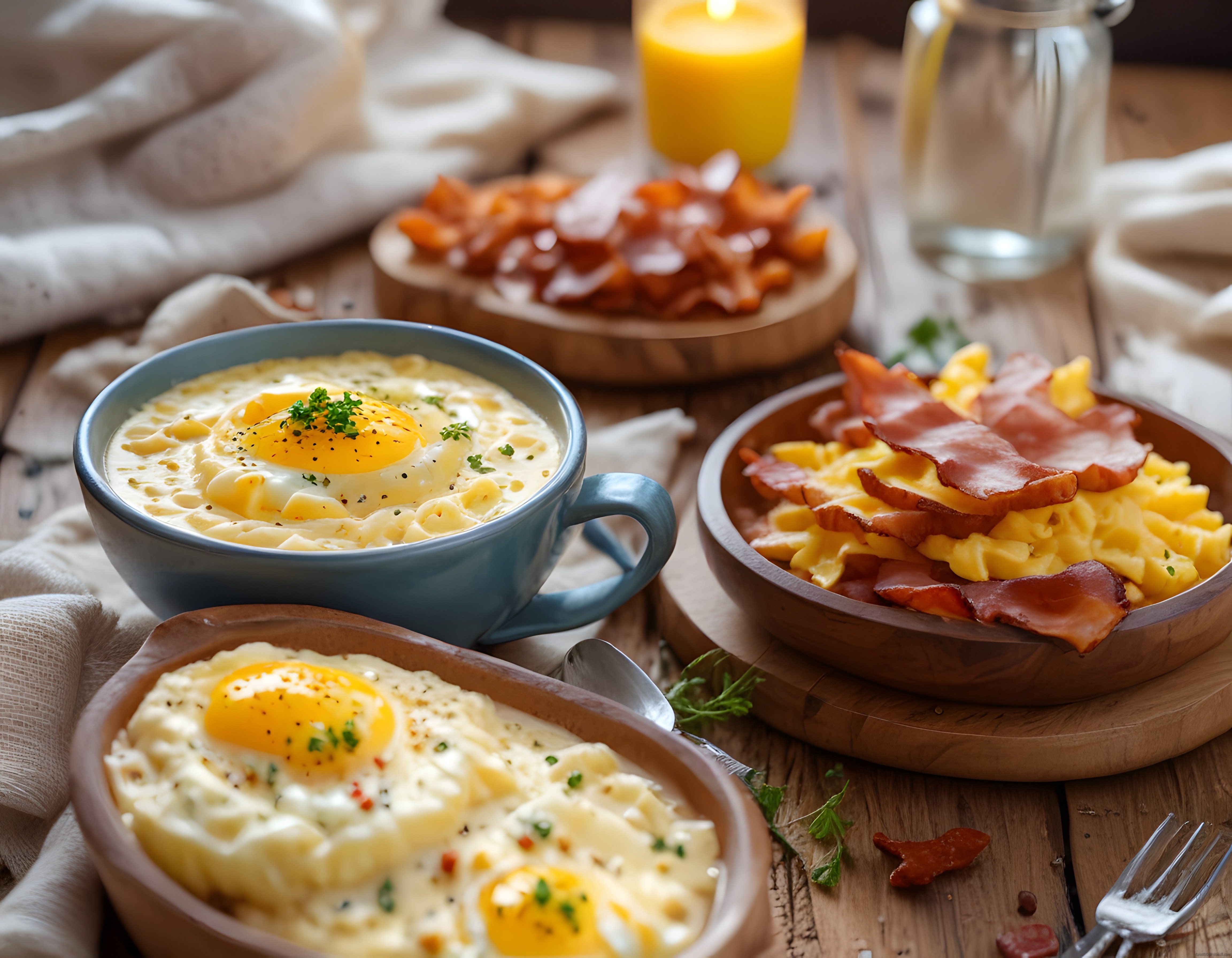 Yumurtalı Erişte ve Pastırma ile Mum Işığında Lezzetli Kahvaltı Masası