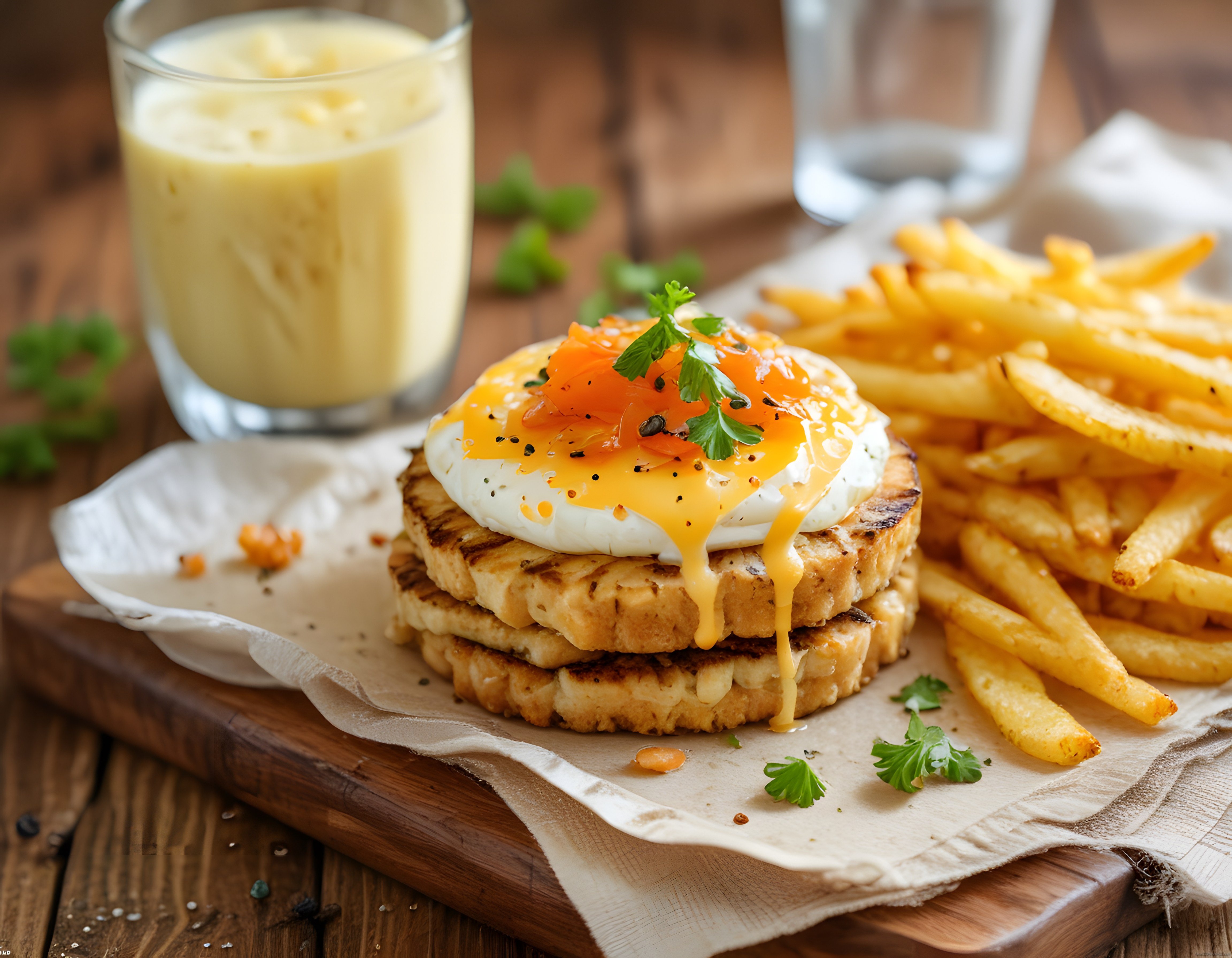 Yumurtalı Izgara Tost ve Patates Kızartmasıyla Lezzetli Kahvaltı
