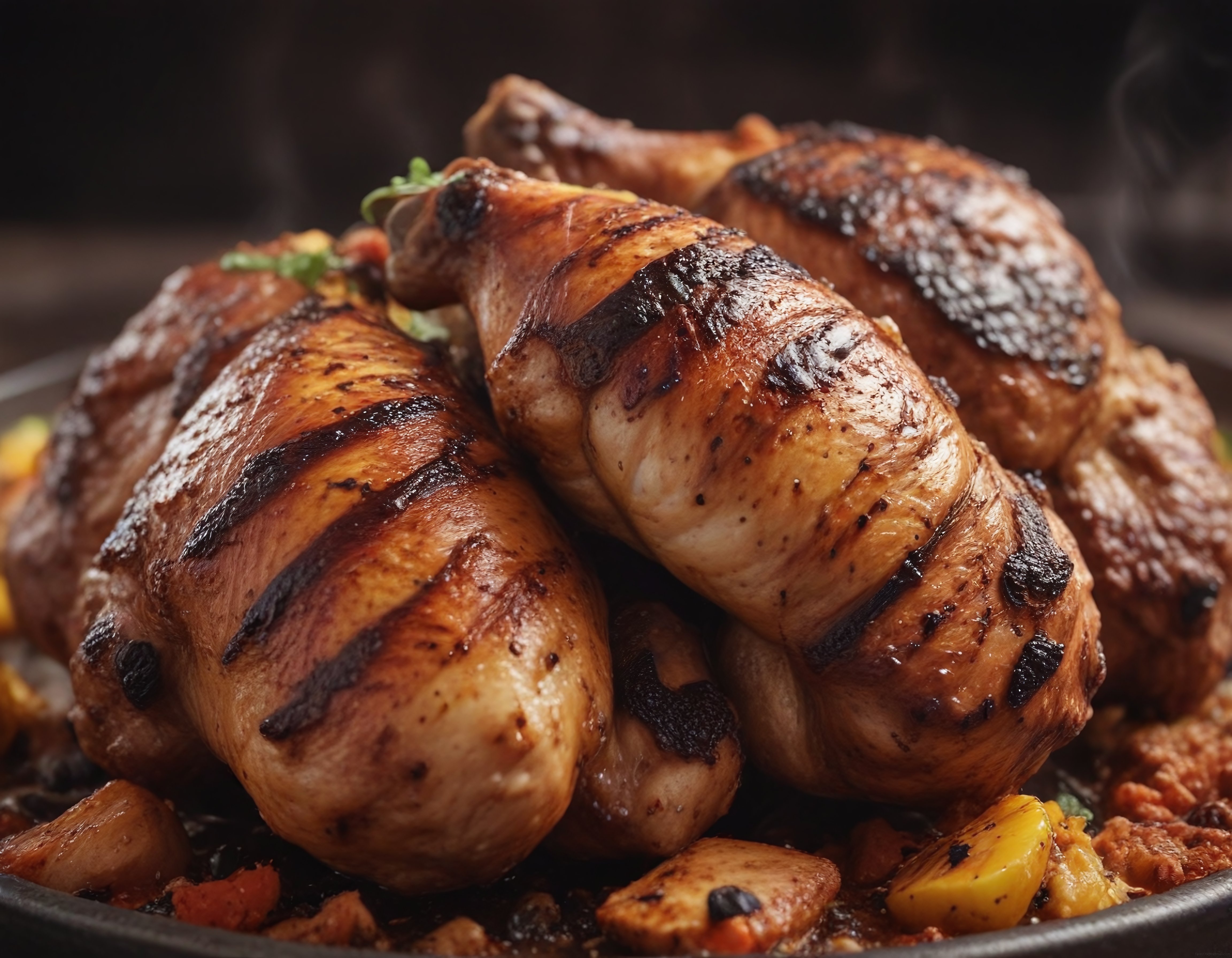 Yumuşacık Izgara Tavuk Butları: Barbekü Soslu ve Kızarmış Sebzelerle Sunum