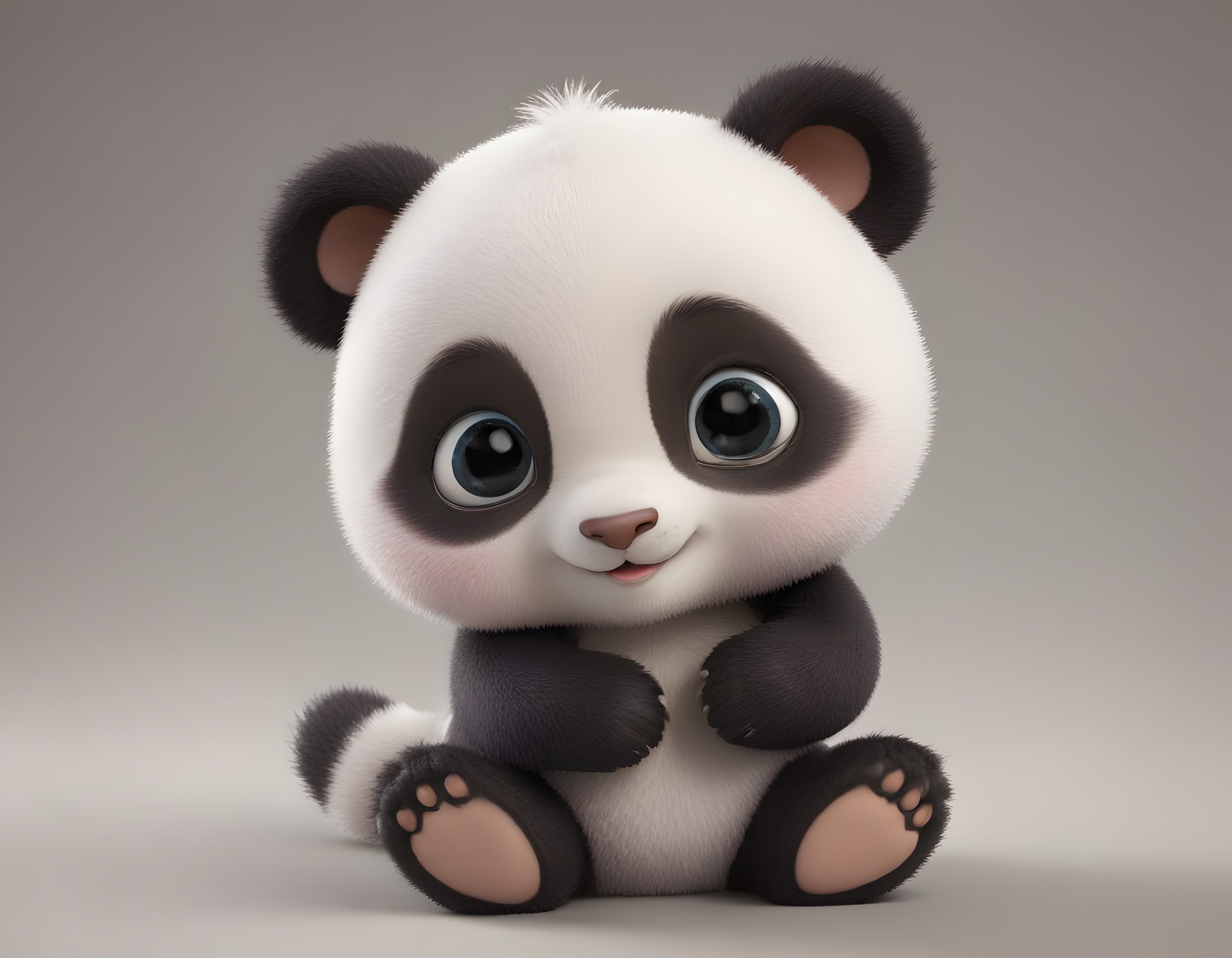 Yumuşacık Tüylü Bebek Panda Karakterinin Büyük Gözlü ve Pelüş Animasyon Dünyası
