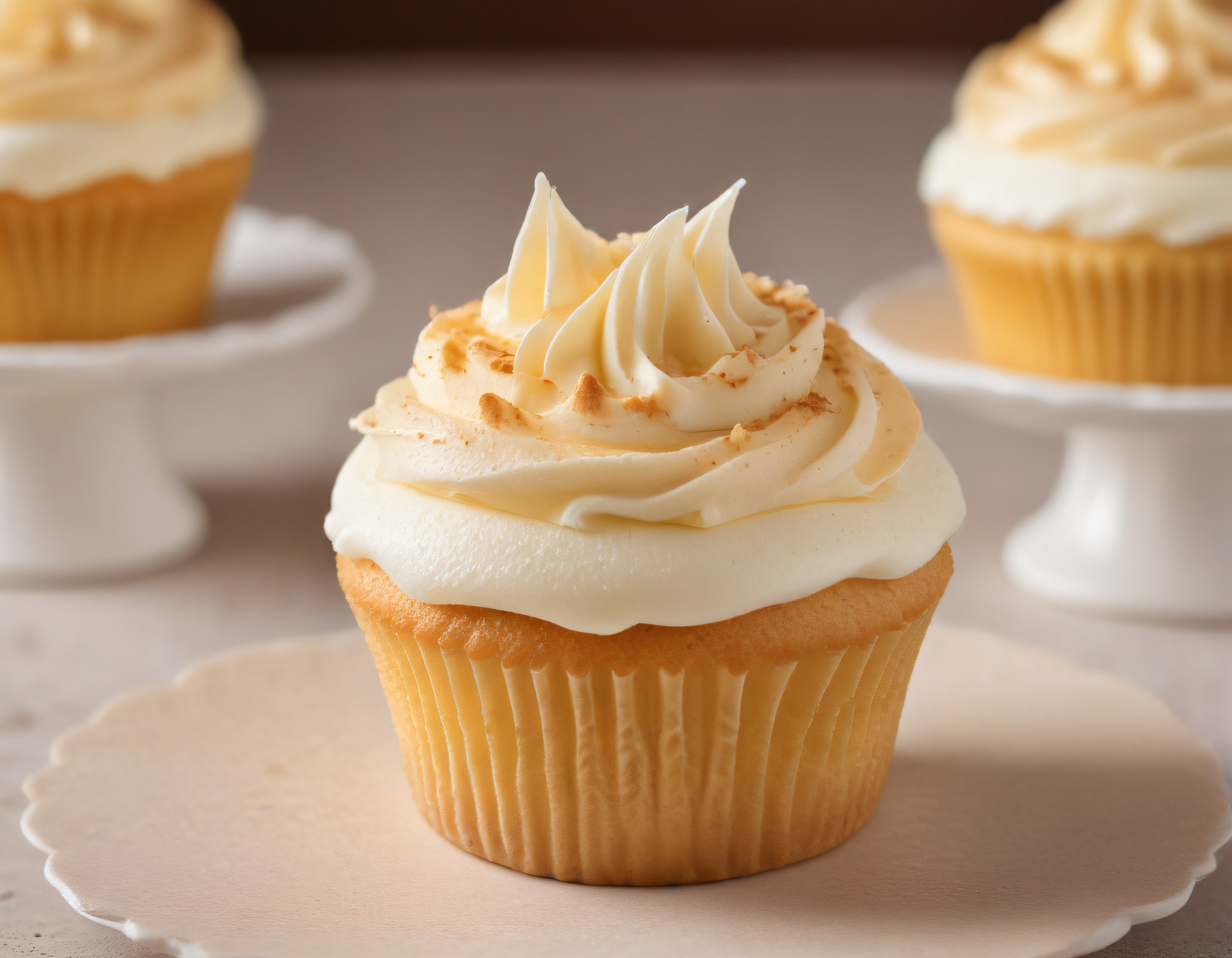 Yumuşacık Vanilyalı Cupcake Üzerinde Fındık Serpintili Krema Süslemesi