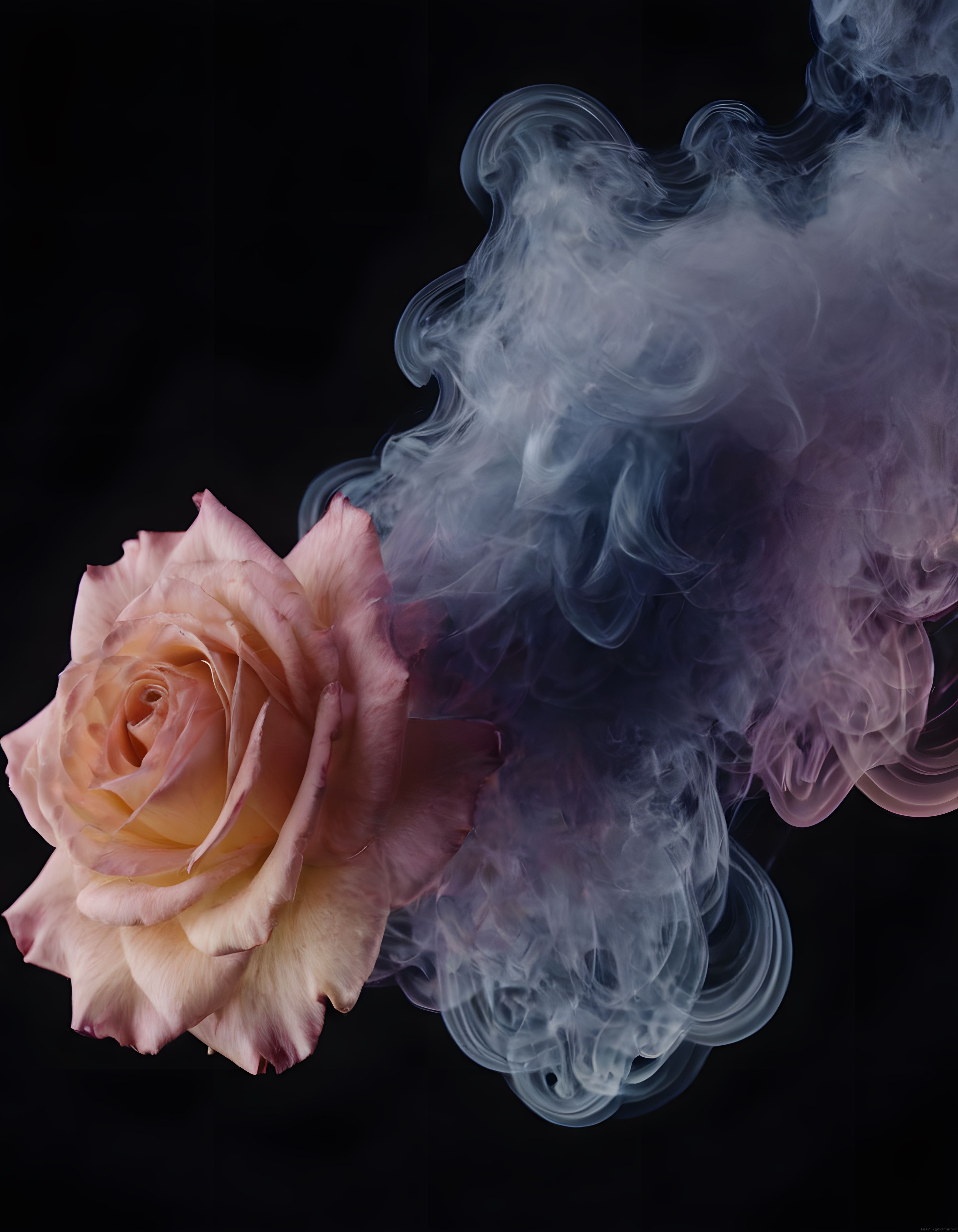 Yumuşak Duman Efektleriyle Süslenmiş Romantik Somon Rengi Gül Fotoğrafı