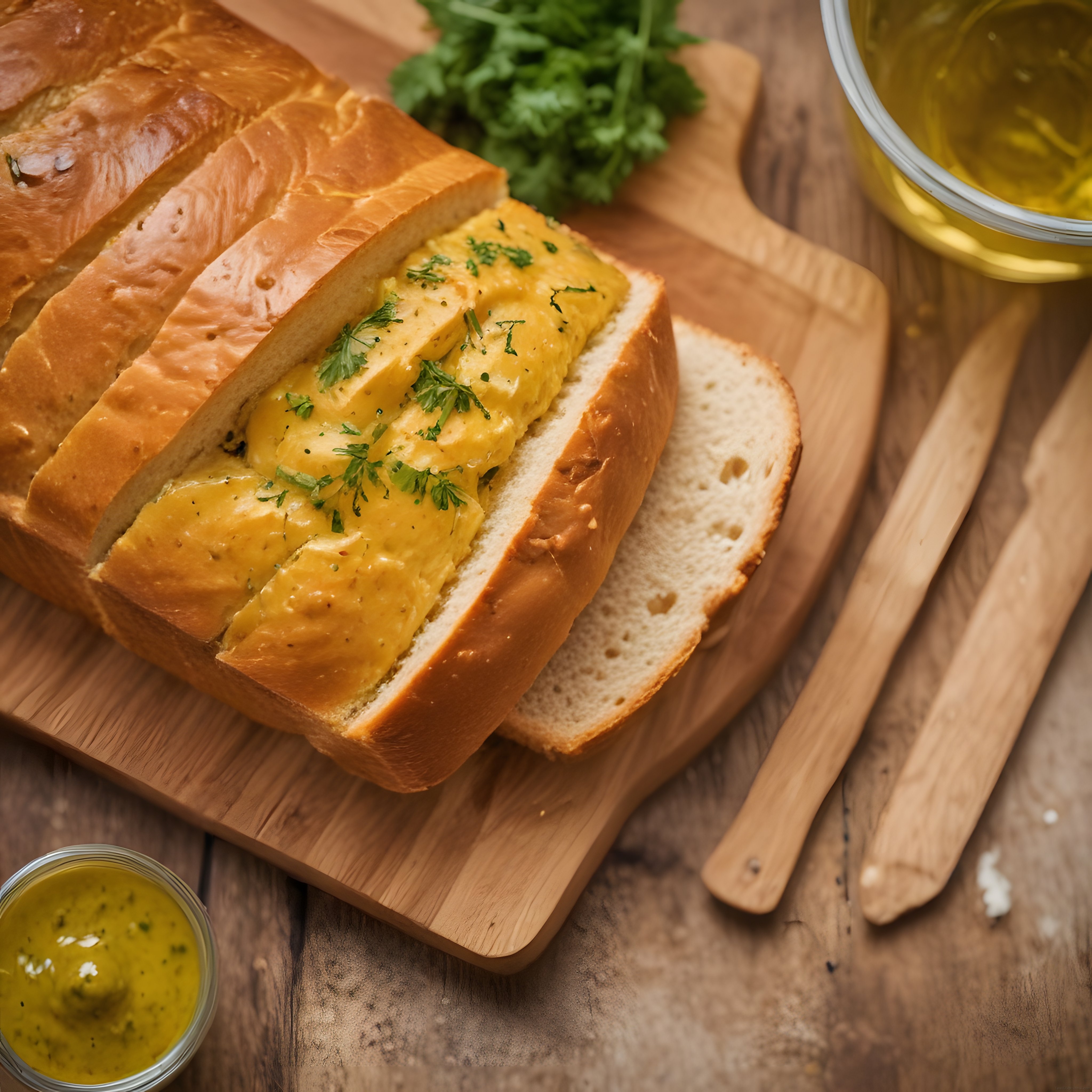 Yumuşak Ekmek Arası Hardallı Tavuk ve Taze Maydanoz ile Ev Yapımı Nefis Sunum