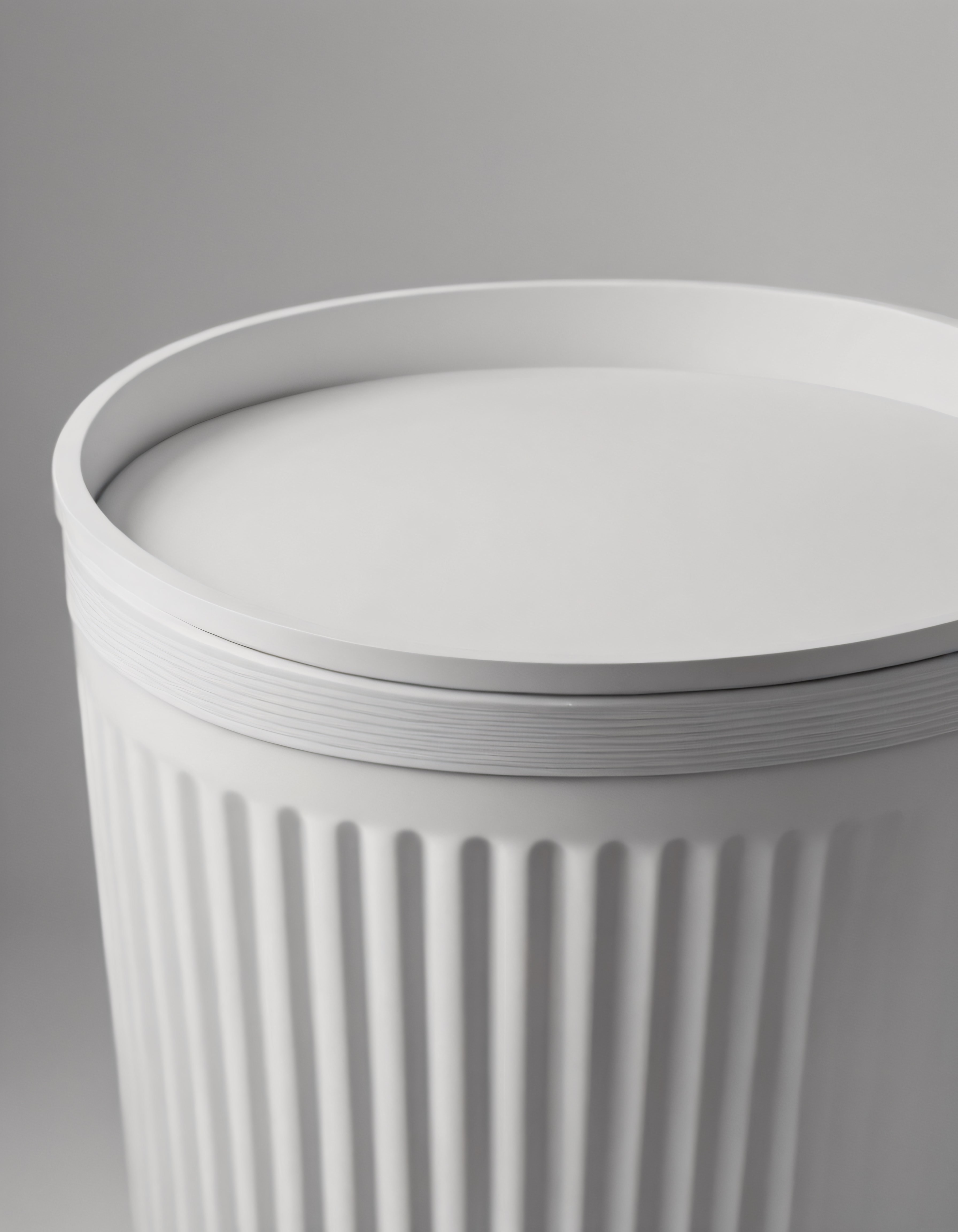Yumuşak ışık altında beyaz oluklu detaylı modern dekoratif kova 3d render görüntüsü