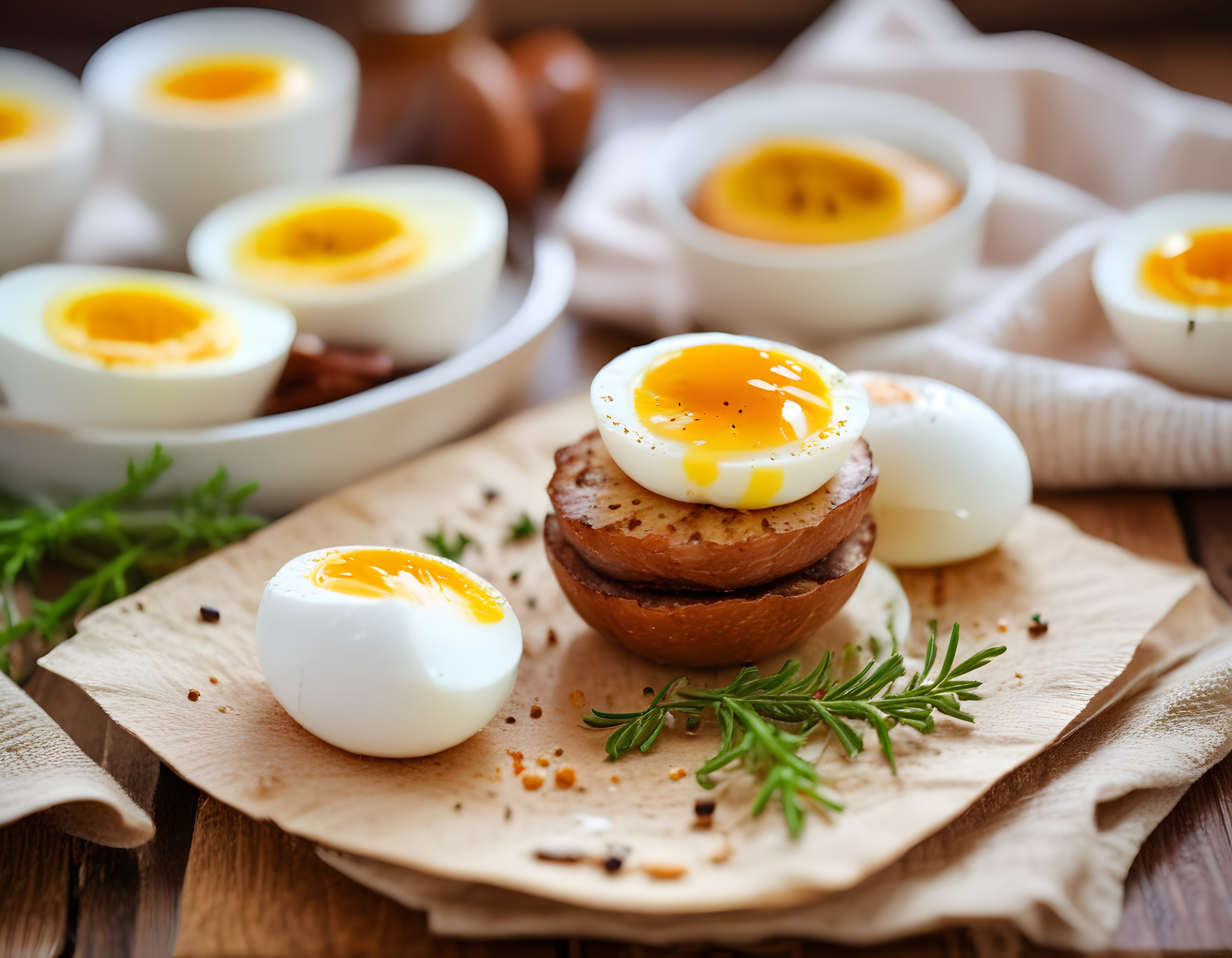 Yumuşak Kayısı Dumanlı Yumurta Dilimleri ve Ekmek Üzerinde Kahvaltı Keyfi
