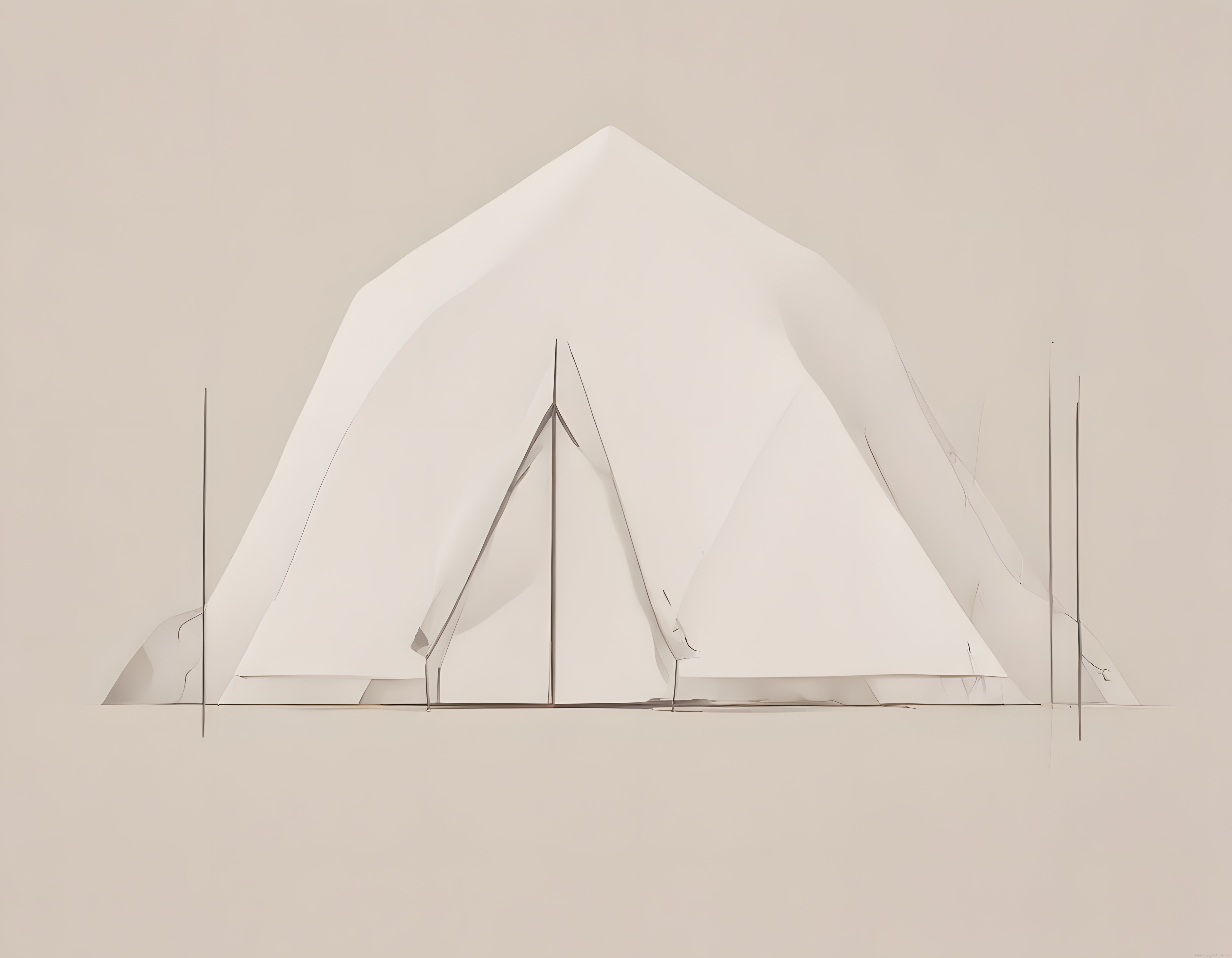 Yumuşak krem tonlarında modern glamping çadırı ve minimalist arka plan estetiği