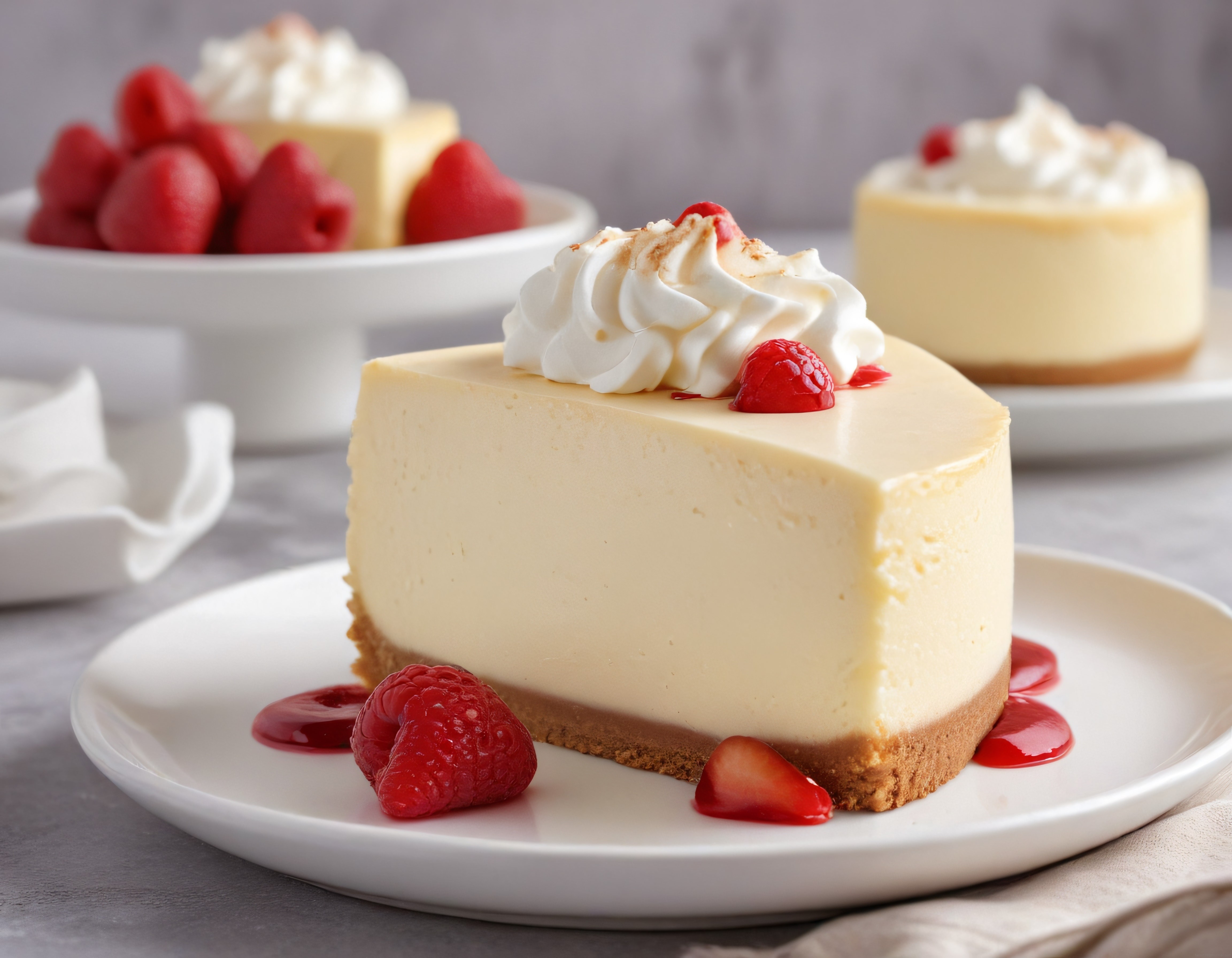 Yumuşak Kremalı ve Orman Meyveli Cheesecake Dilimi Tatlı Tabak Sunumu