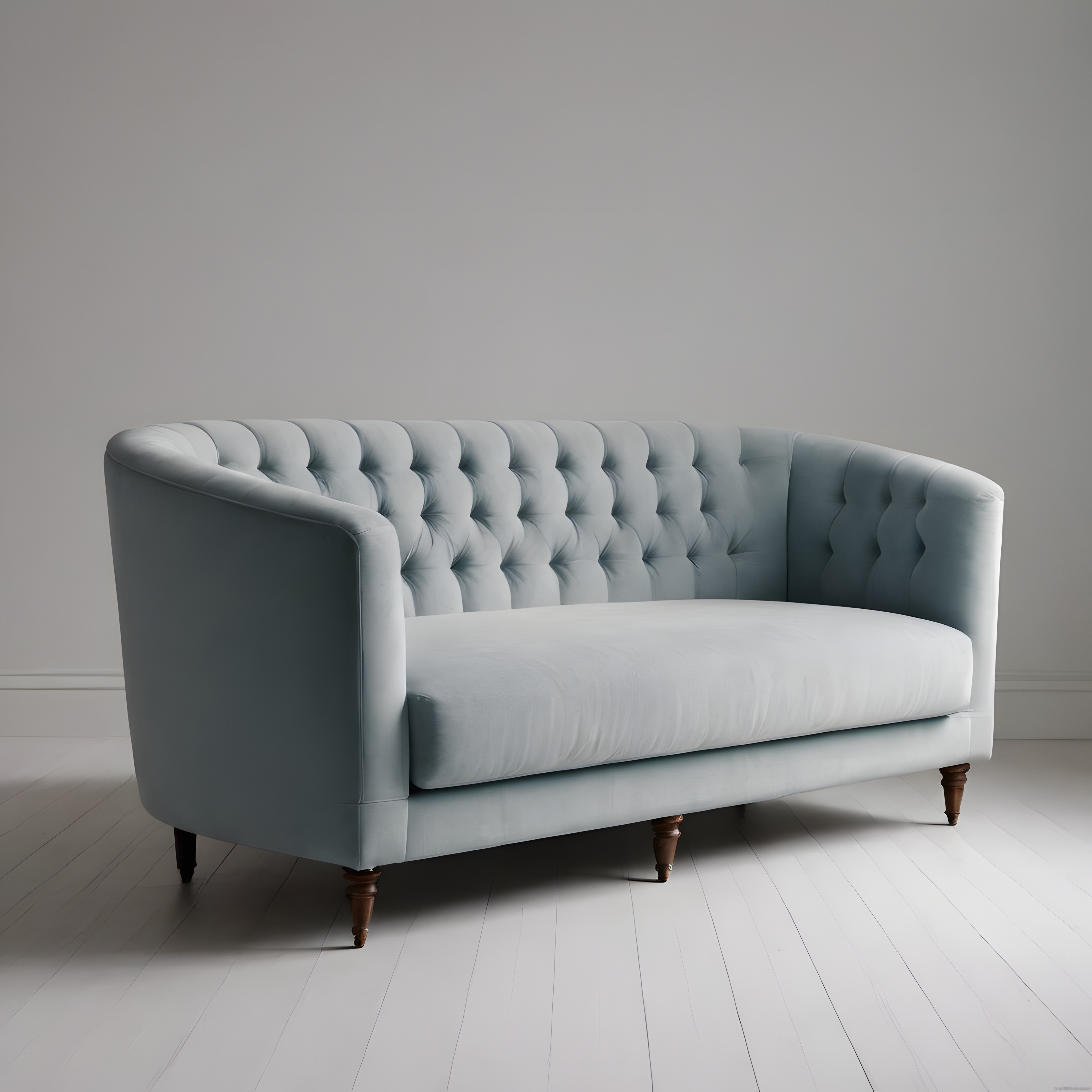 Yumuşak Mavi Kadife Chesterfield Kanepe ile Modern Salon Dekorasyonu