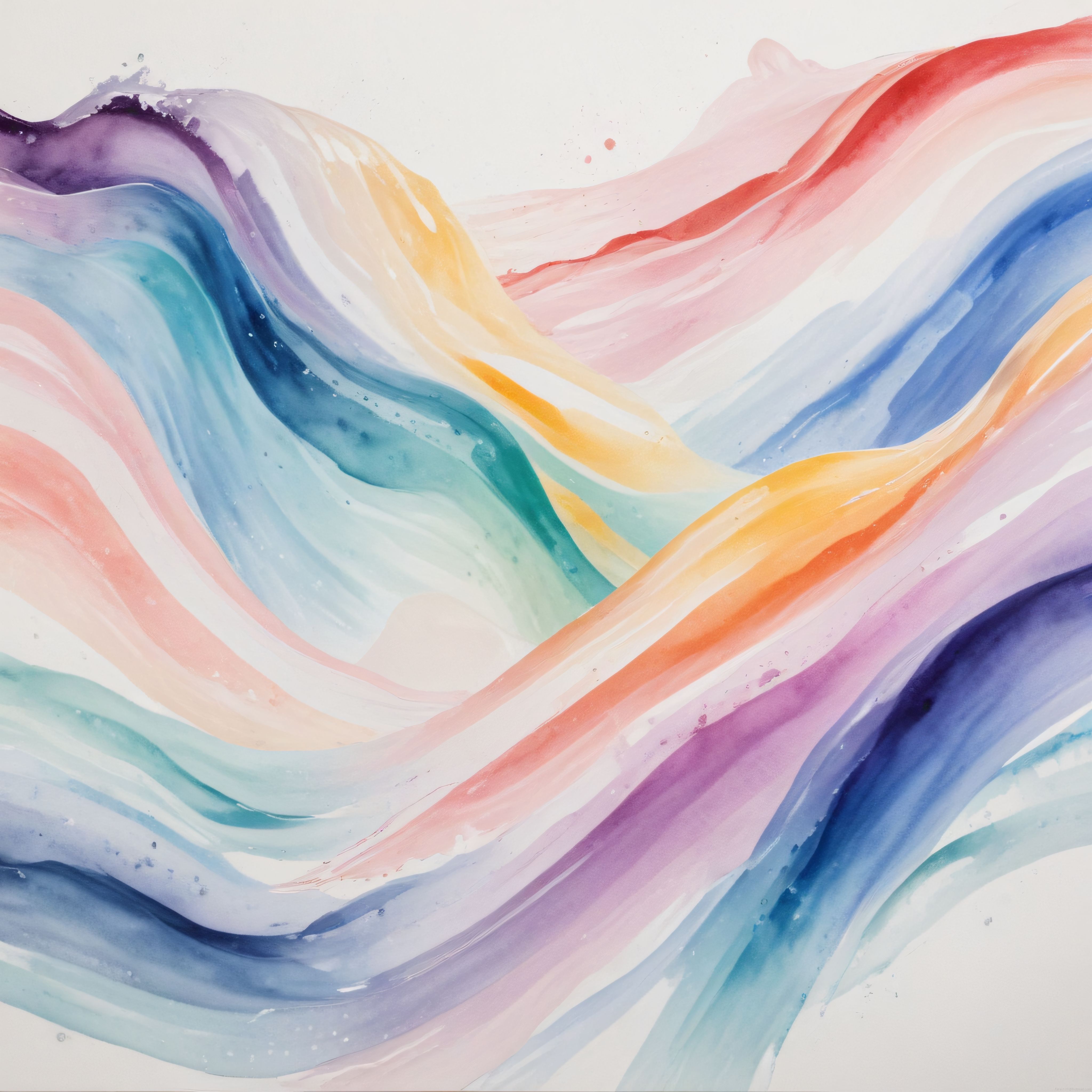Yumuşak Pastel Suluboya Tonlarında Dalgalı ve Akışkan Soyut Sanat Çalışması