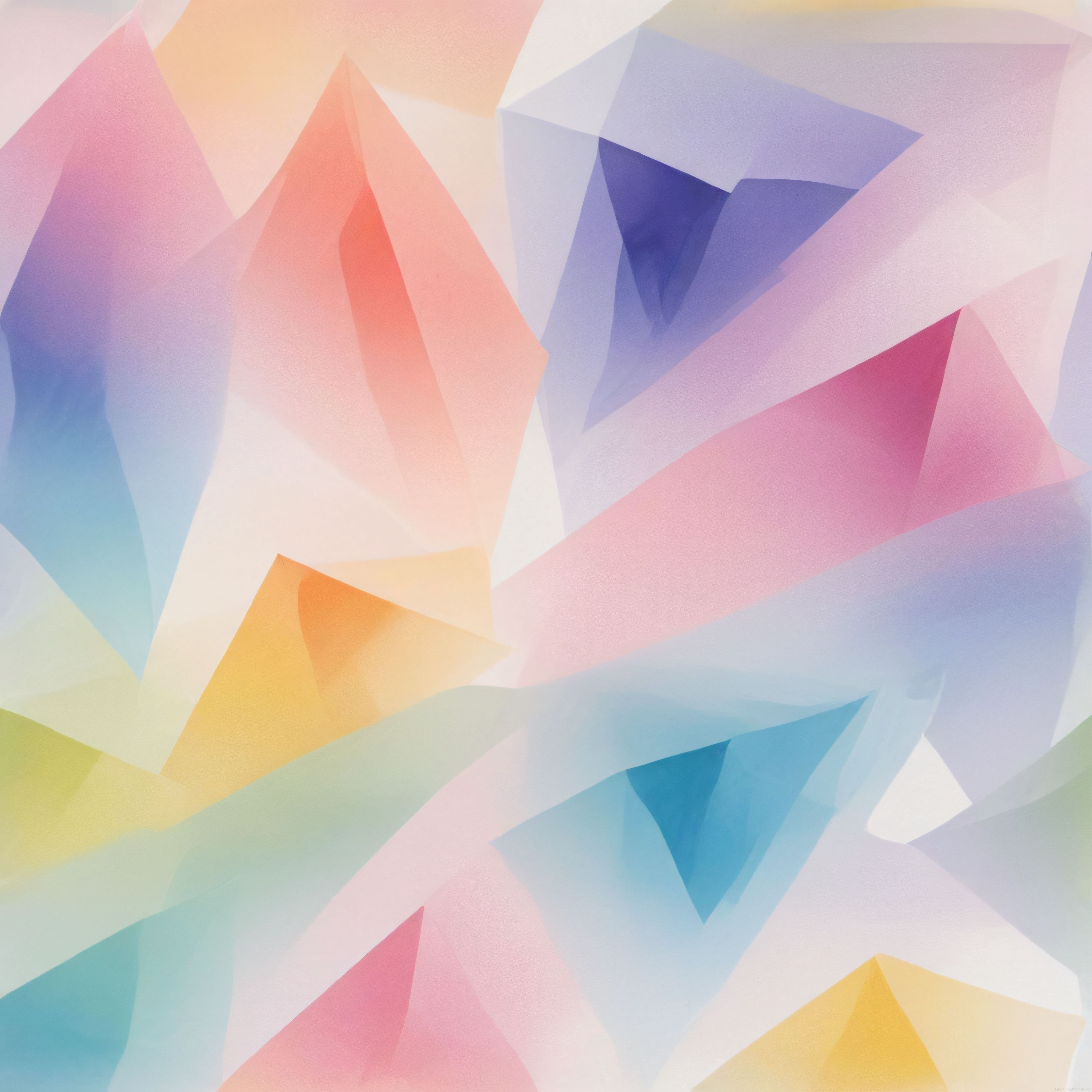 Yumuşak Pastel Tonlarda Soyut Geometrik Şekillerden Oluşan Dijital Sanat Eseri