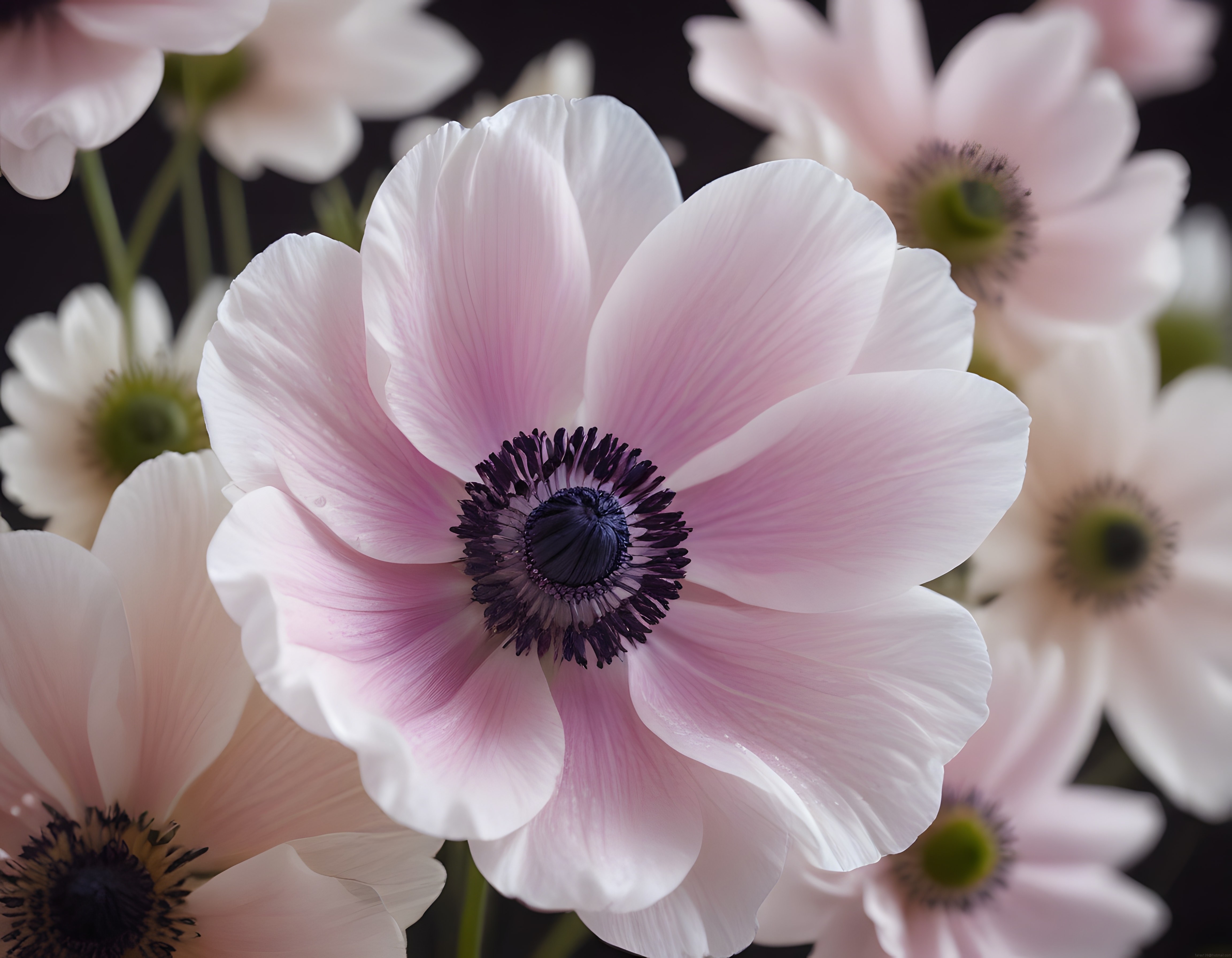 Yumuşak Pembe Anemon Çiçekleriyle Romantik Makro Fotoğraf Çekimi