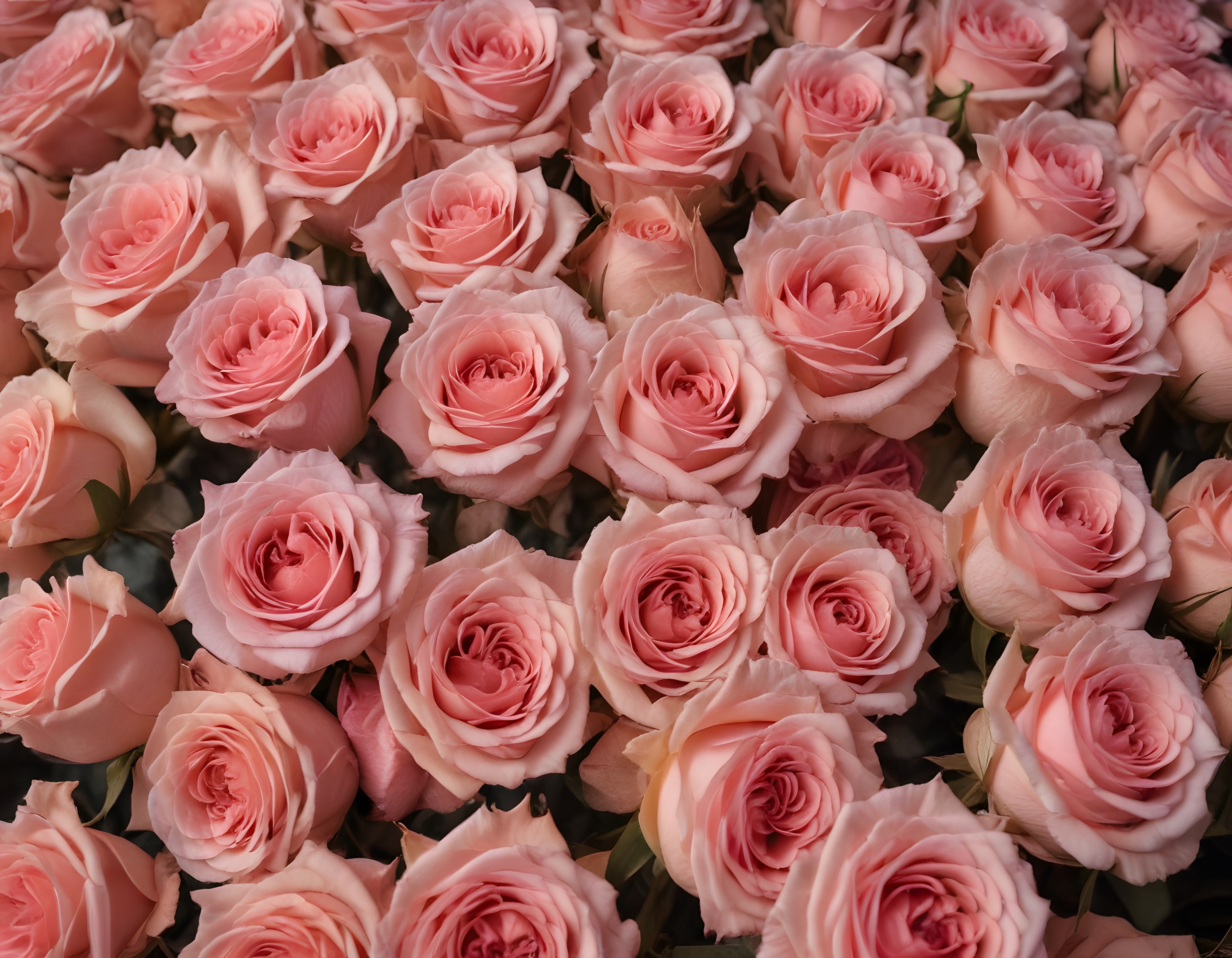Yumuşak Pembe Güllerle Dolu Romantik ve Huzur Verici Bir Çiçek Arka Planı