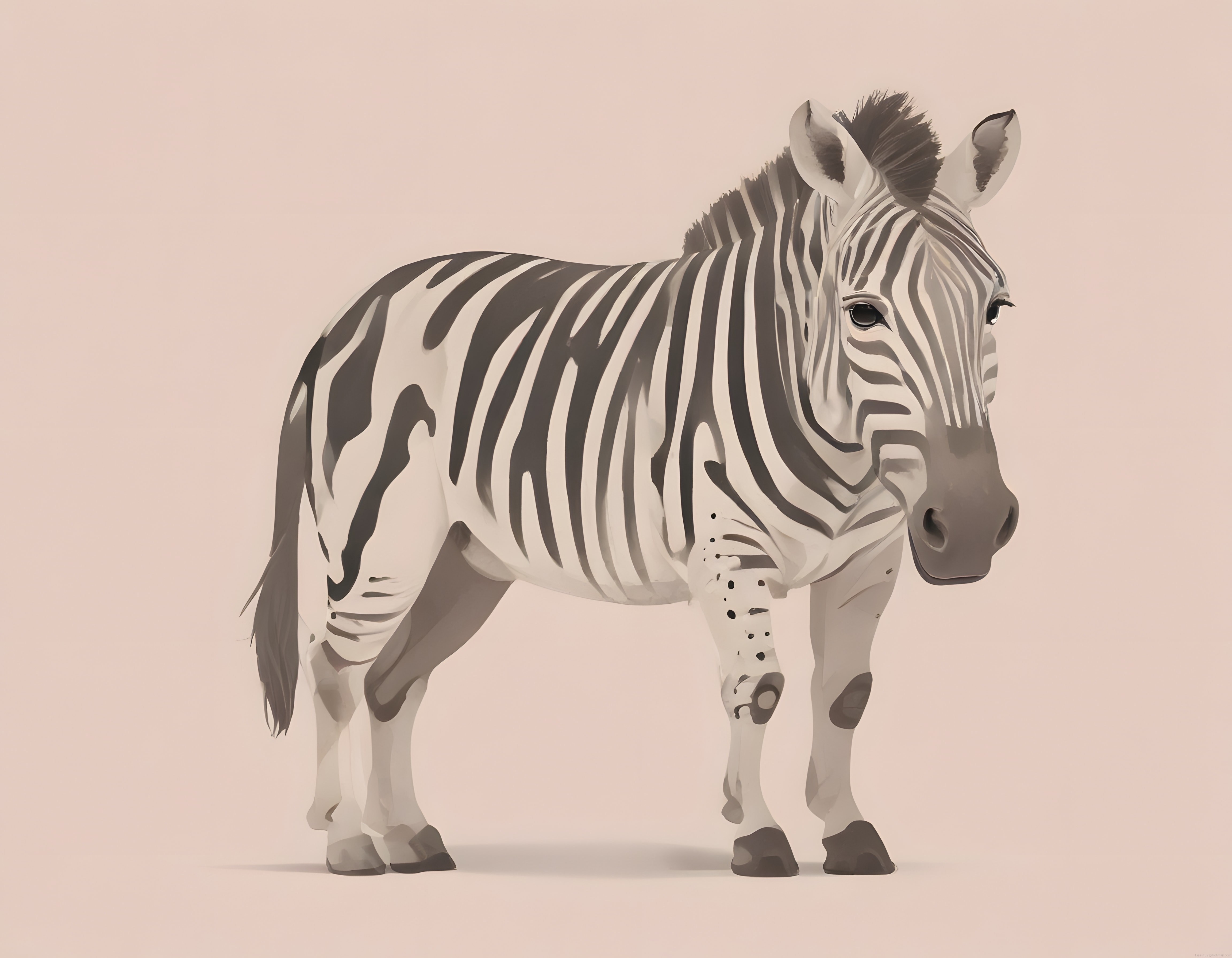 Yumuşak Renkli Arka Planda Dijital Zebra İllüstrasyonu ve Sanatsal Detaylar