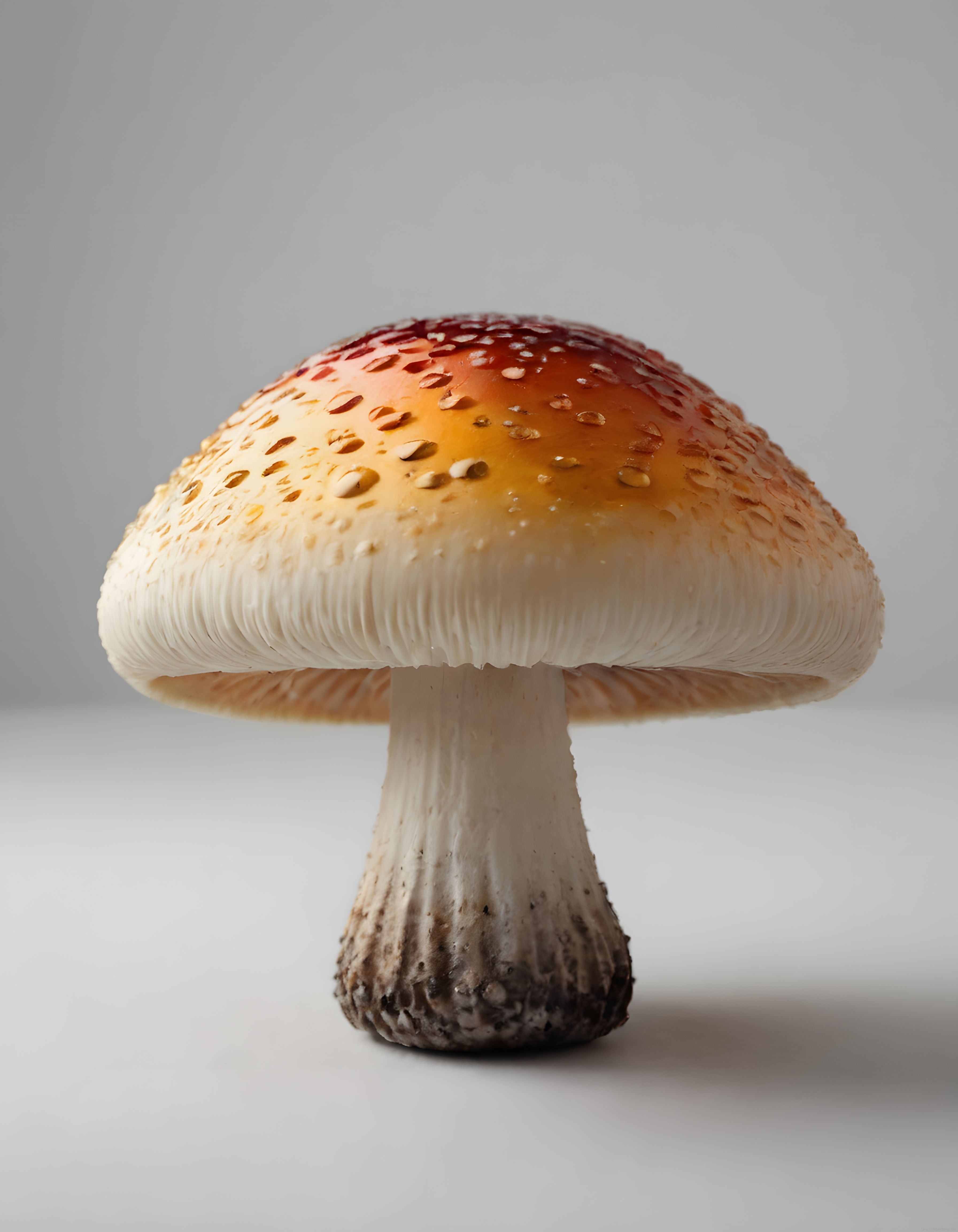 Yumuşak Stüdyo Işığında Kırmızı Şapkalı Büyük Mantarın Detaylı Makro Fotoğrafı