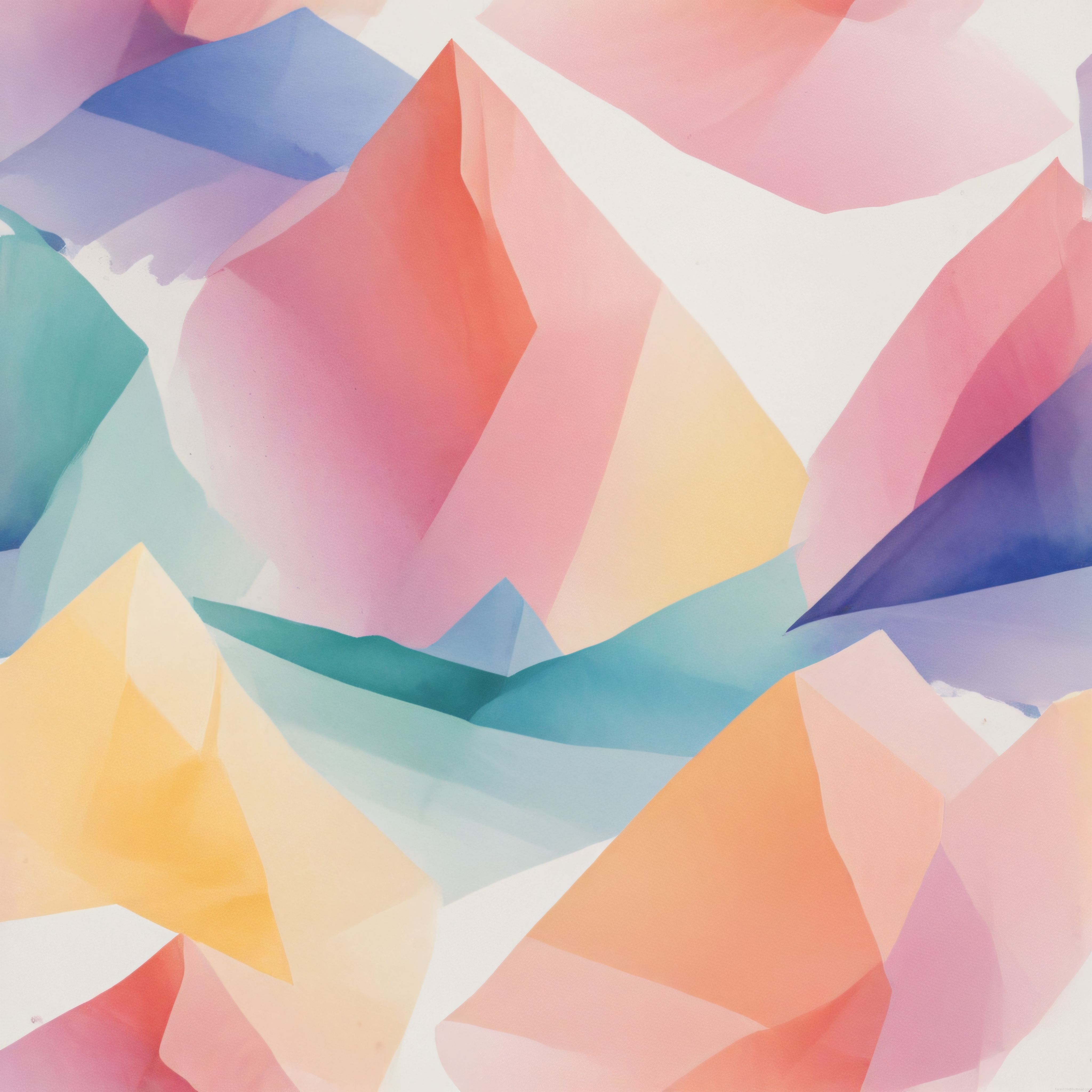 Yumuşak suluboya yapraklarıyla pastel tonlu soyut geometrik duvar kağıdı deseni