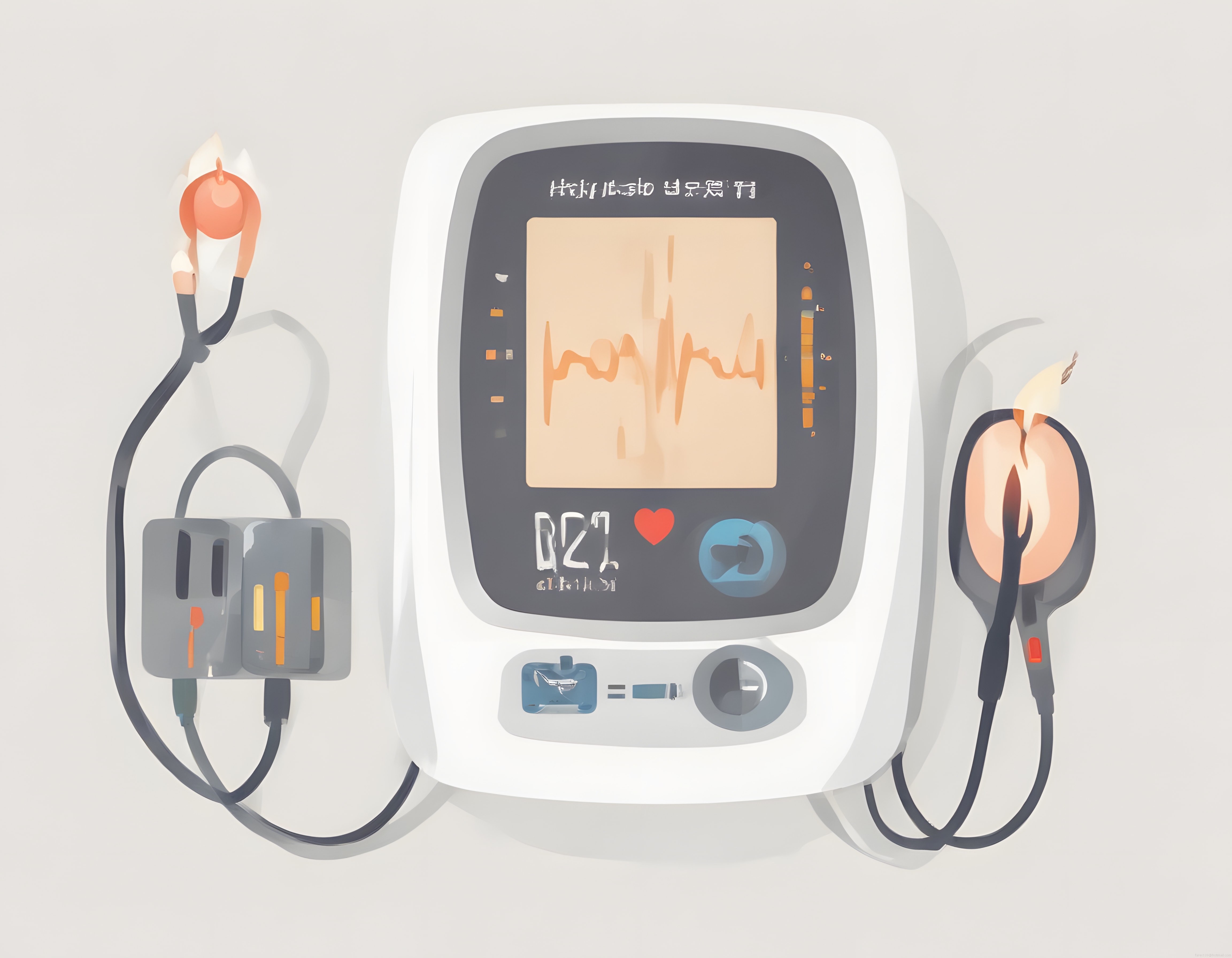 Yumuşak Tonlarda EKG Cihazı ve Kuş Temalı Elektrotların Tıbbi Dijital Sanatı