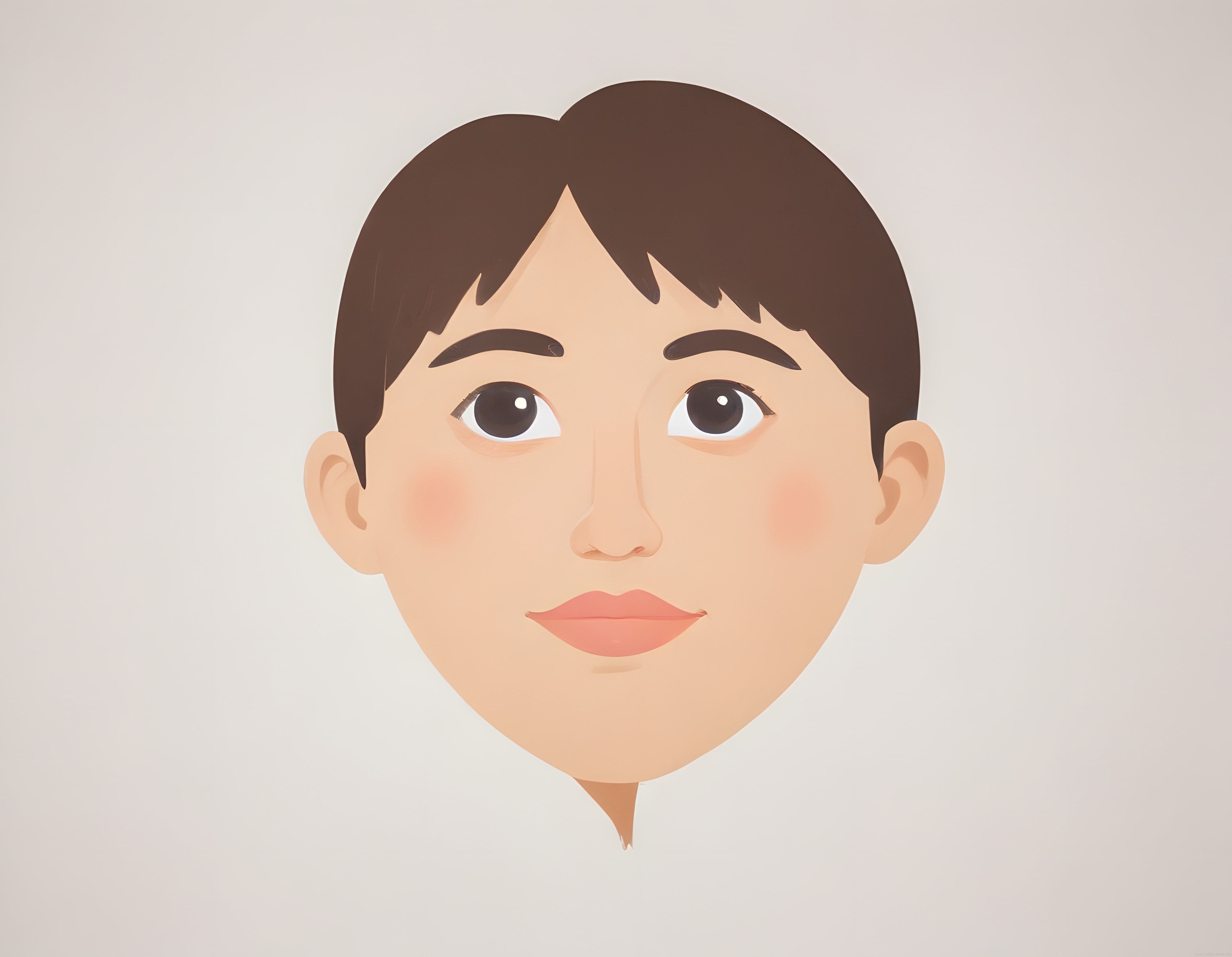 Yumuşak Tonlarda Masum Bir Çocuk Yüzünün Minimal Dijital İllüstrasyonu