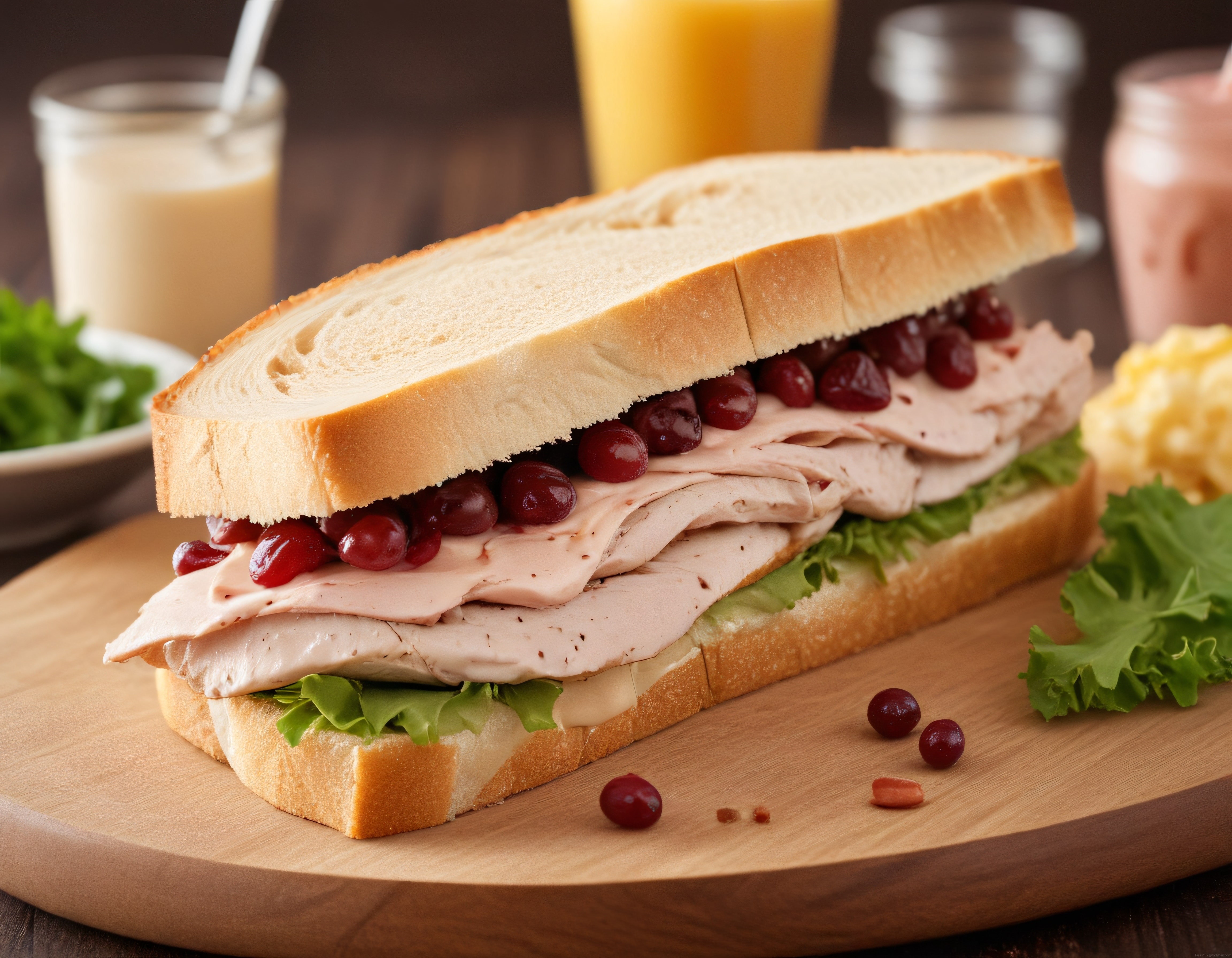 Yumuşak Tost Ekmeğinde Hindi ve Kızılcıklı Sandviç: Kahvaltı Sofrasından
