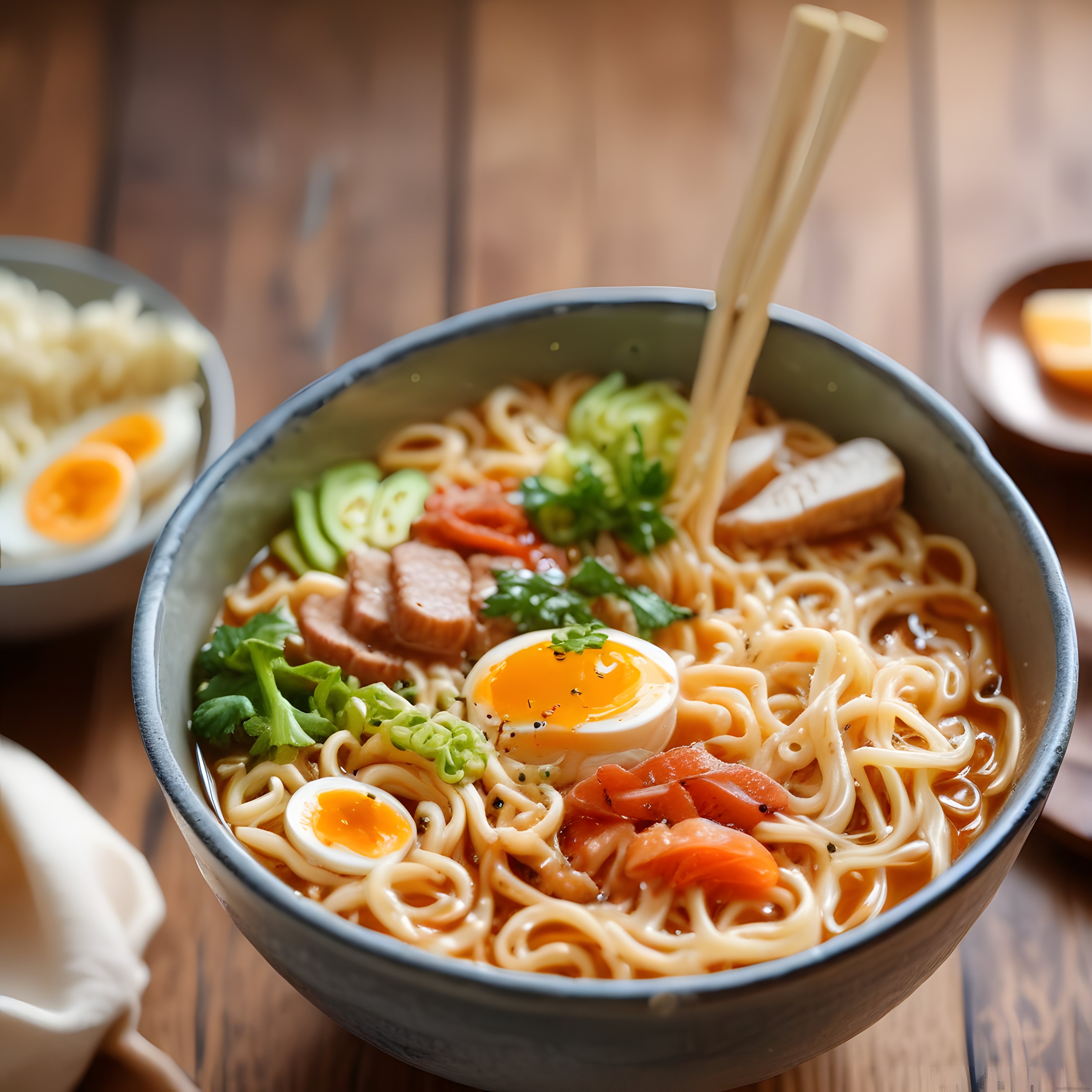Yumuşak Yumurtalı ve Sebzeli Sıcak Japon Rameni: Egzotik Lezzetin Daveti