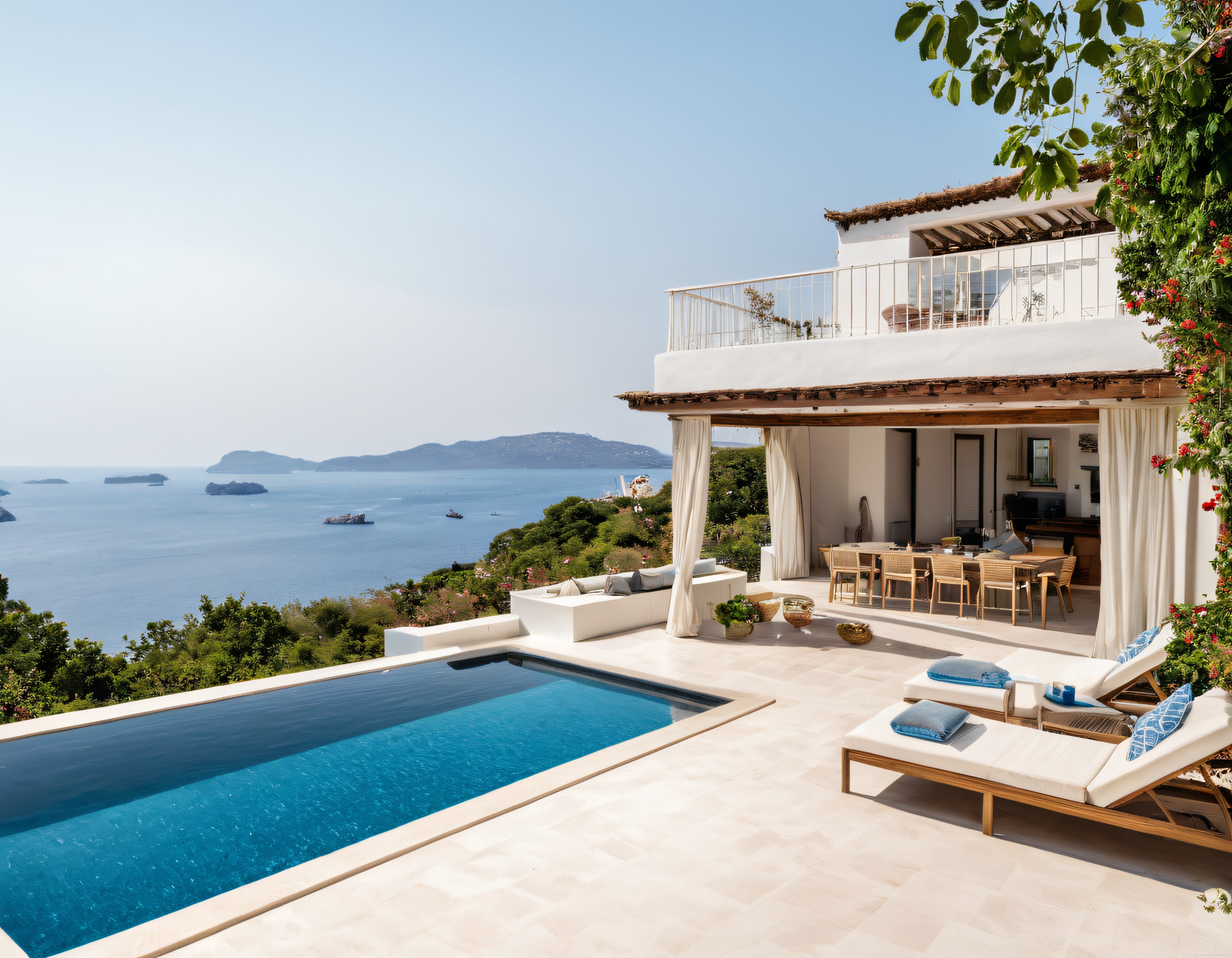 Yunan Adaları Manzaralı Lüks Villa: Özel Havuzlu Beyaz Evde Huzurlu Tatil