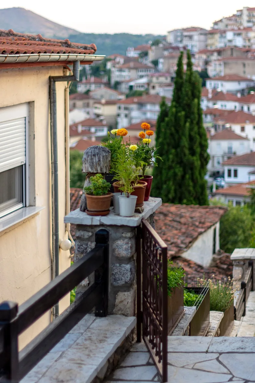 Yunanistan eski şehir evleri - tarihi mimari manzara