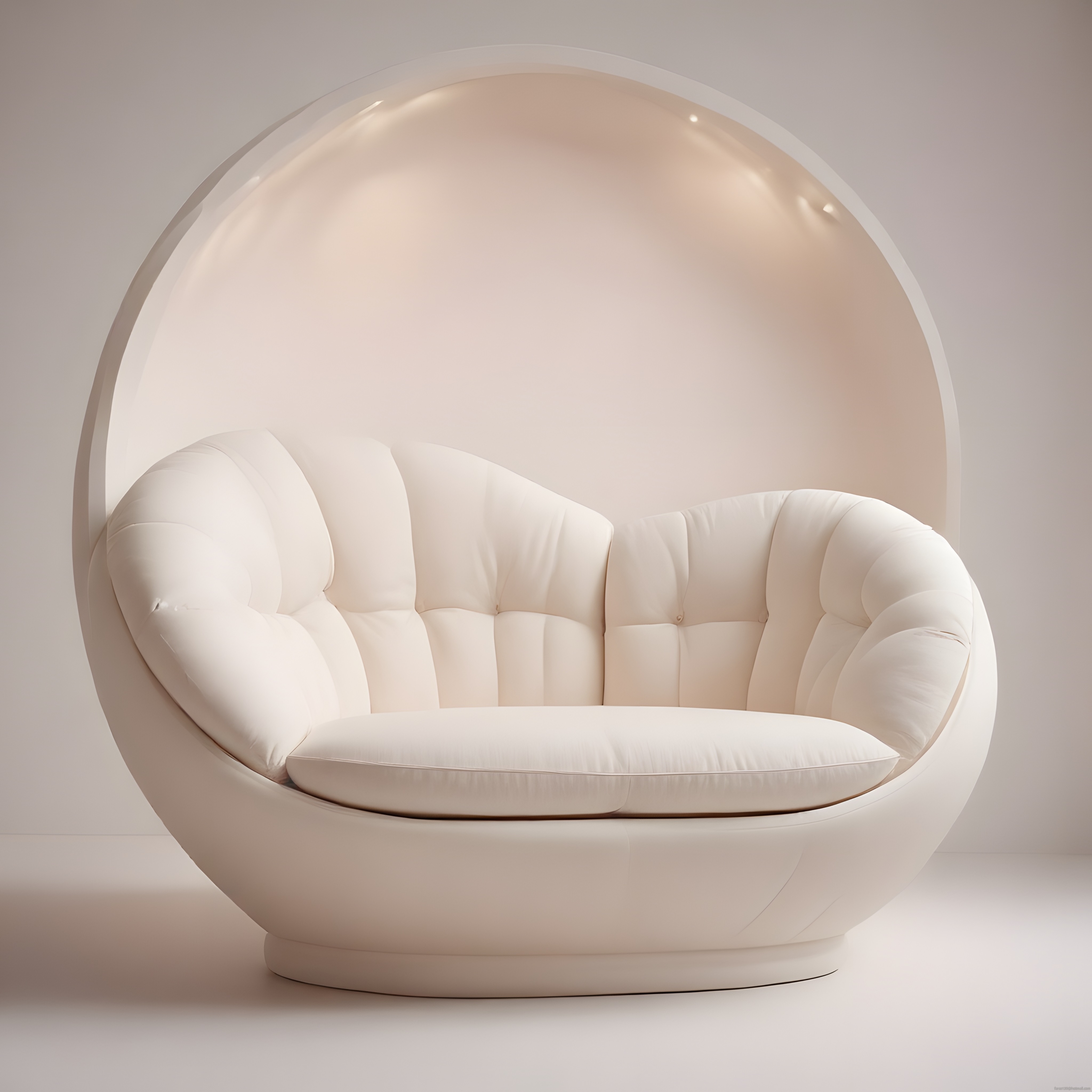 Yuvarlak Formlu Krem Rengi Modern Lounge Koltuk ve Minimalist İç Mekan Dekoru