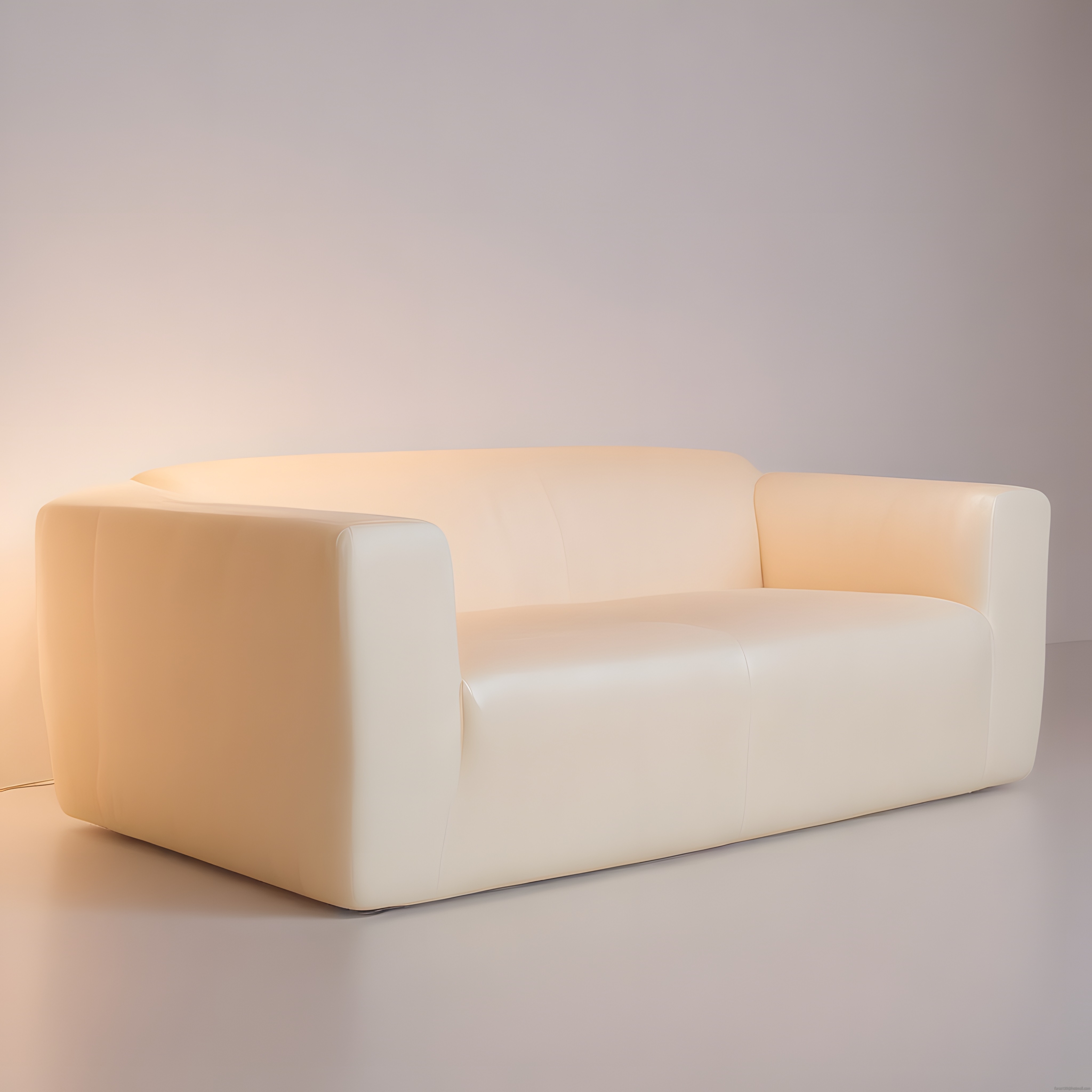 Yuvarlak Hatlı Modern Beyaz Koltuk ve Minimalist İç Mekan Dekorasyonu