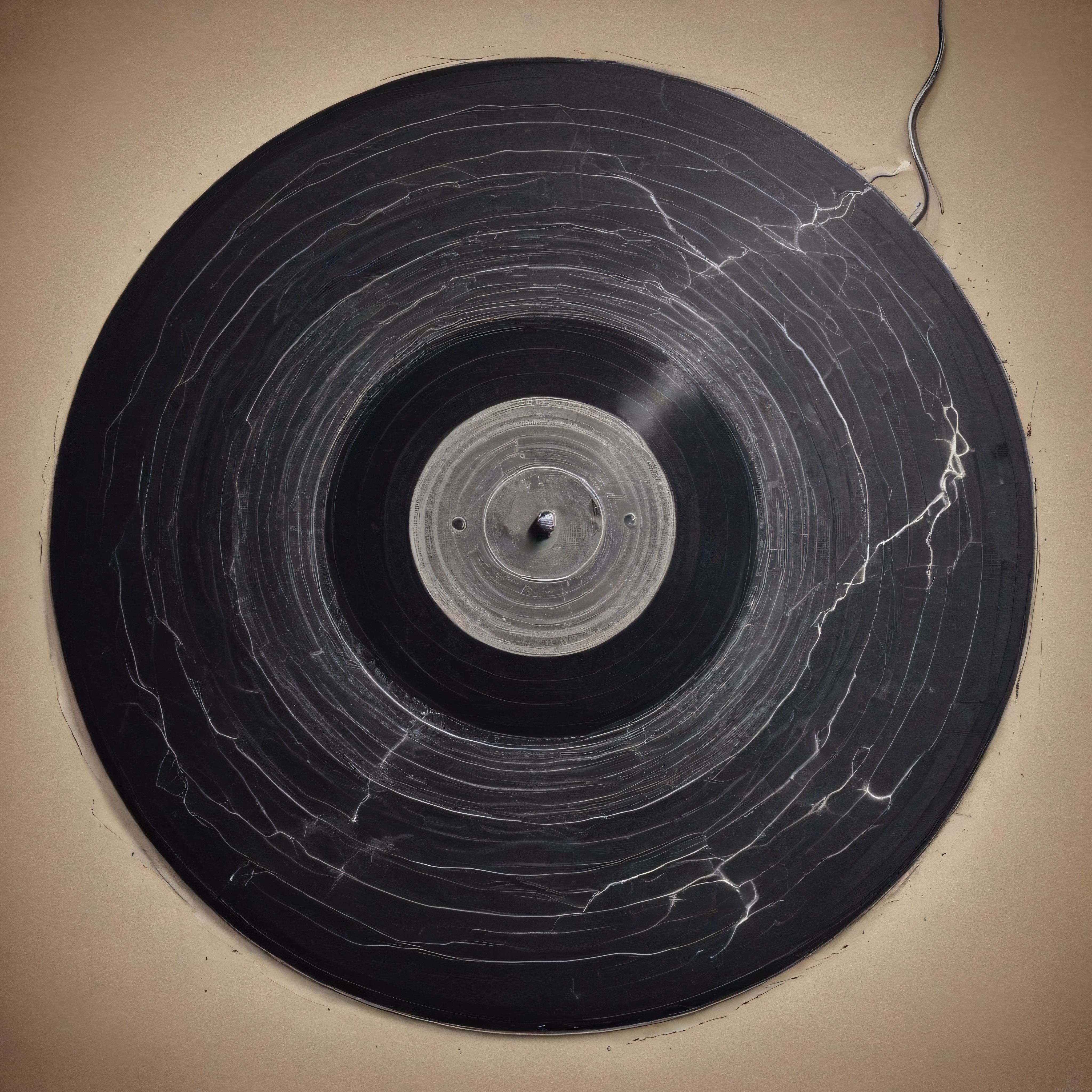 Zamanın İzleriyle Kaplı Yıpranmış Siyah Vinil Plağın Nostaljik Dokusu