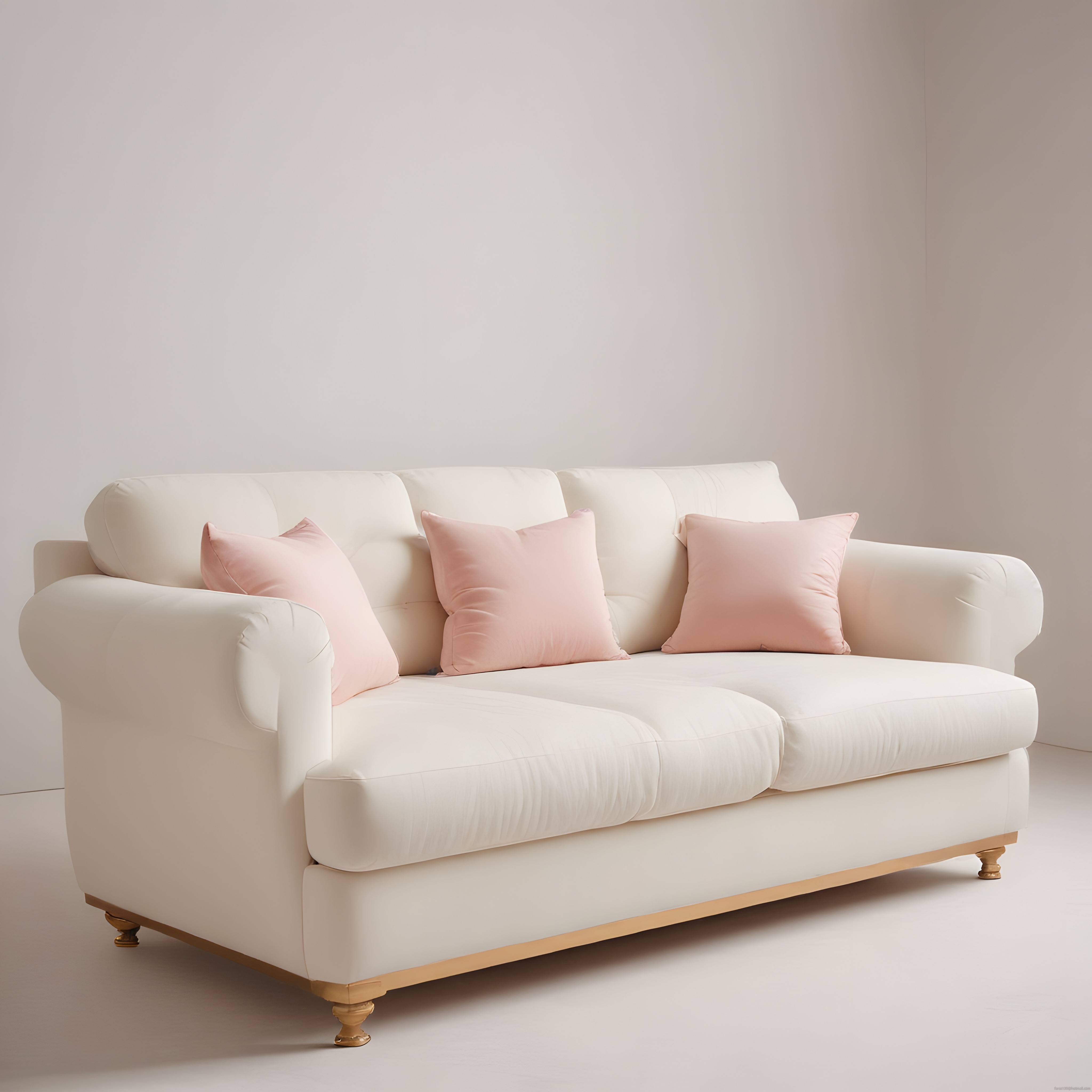 Zarif Beyaz Kanepe ve Pastel Pembe Yastıklarla Modern Ev Dekorasyonu