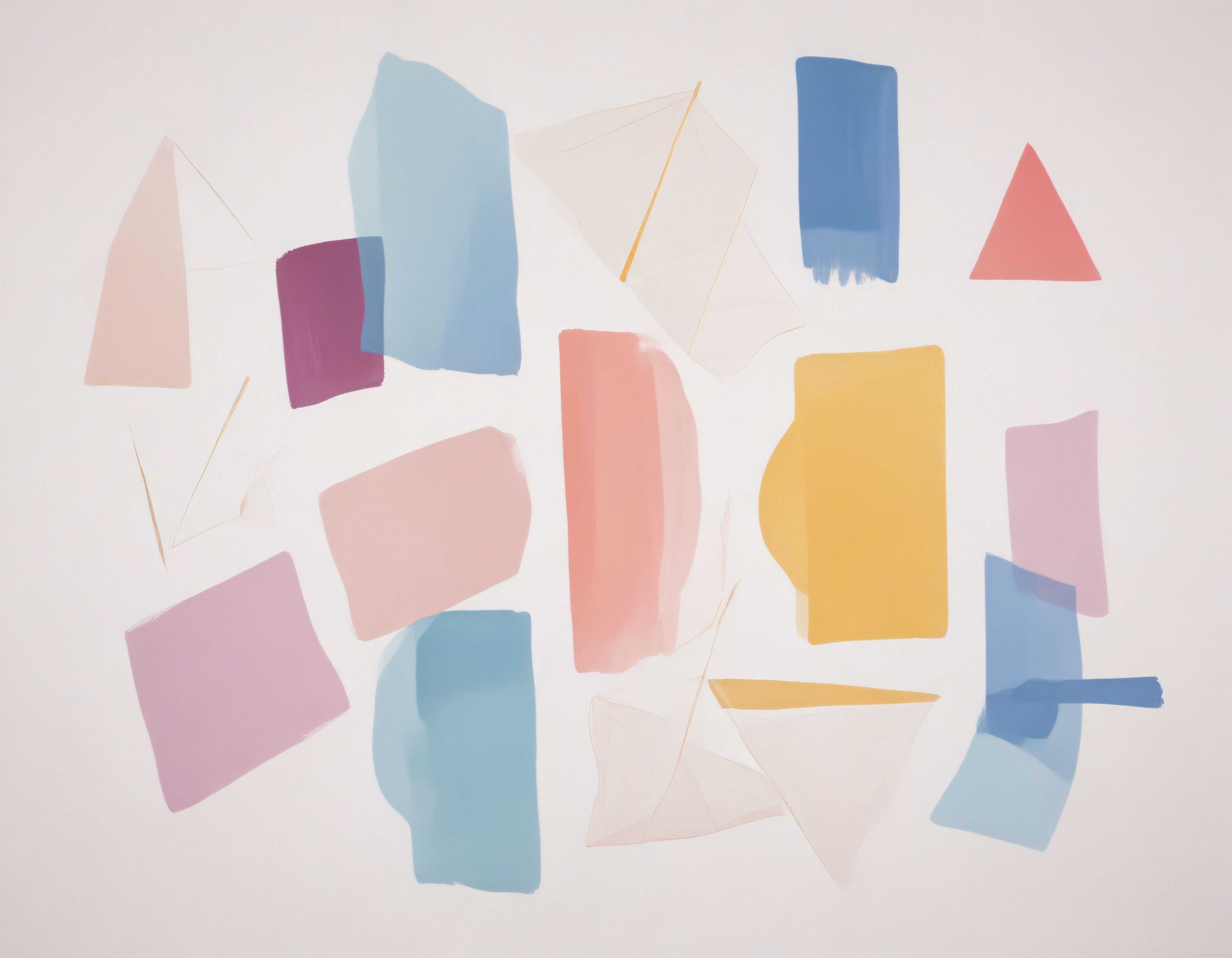 Zarif Pastel Tonlarda Geometrik Soyut Resim ve Modern Duvar Dekorasyonu