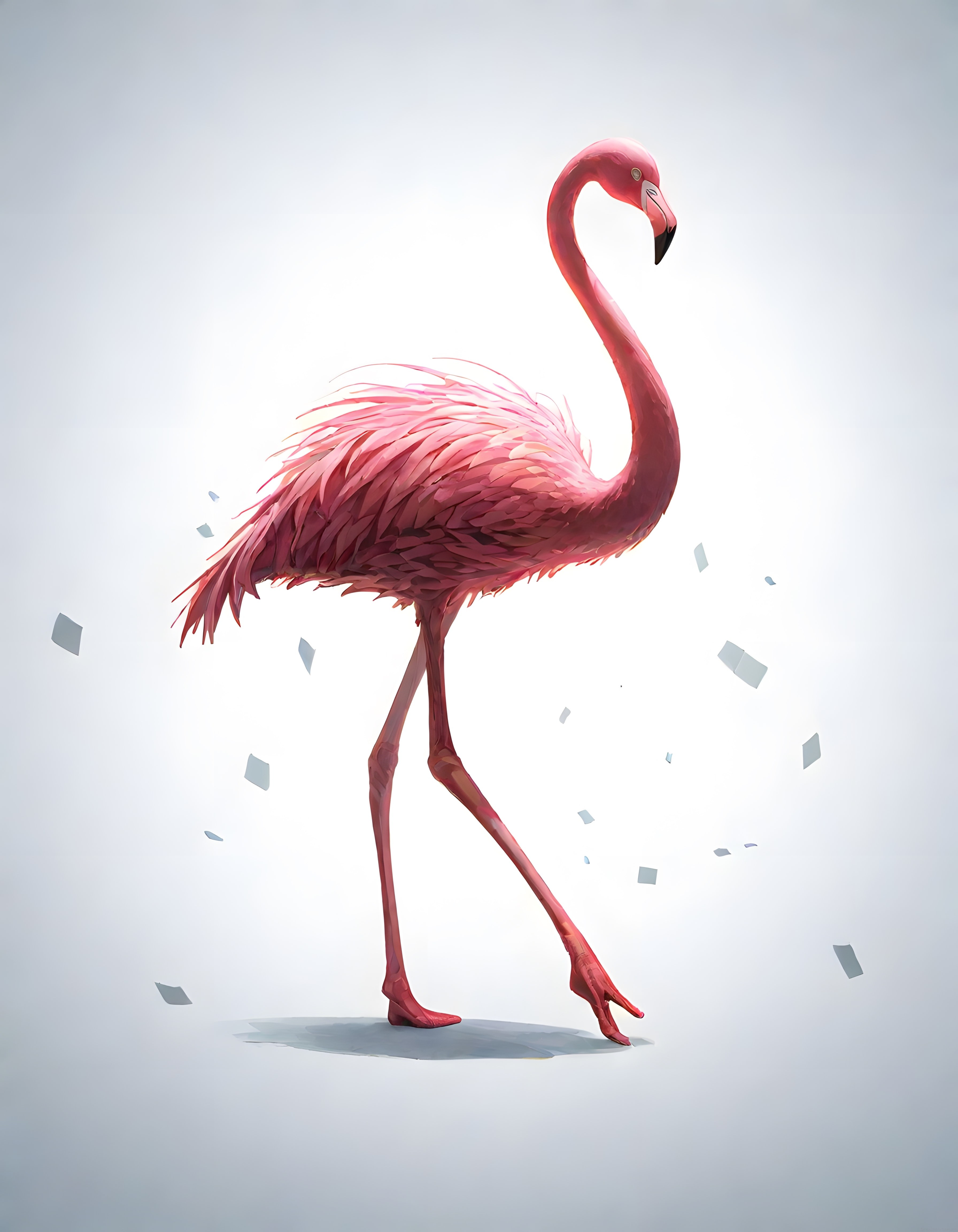 Zarif Pembe Flamingo Dijital İllüstrasyonu ve Modern Sanatsal Dokunuşlar