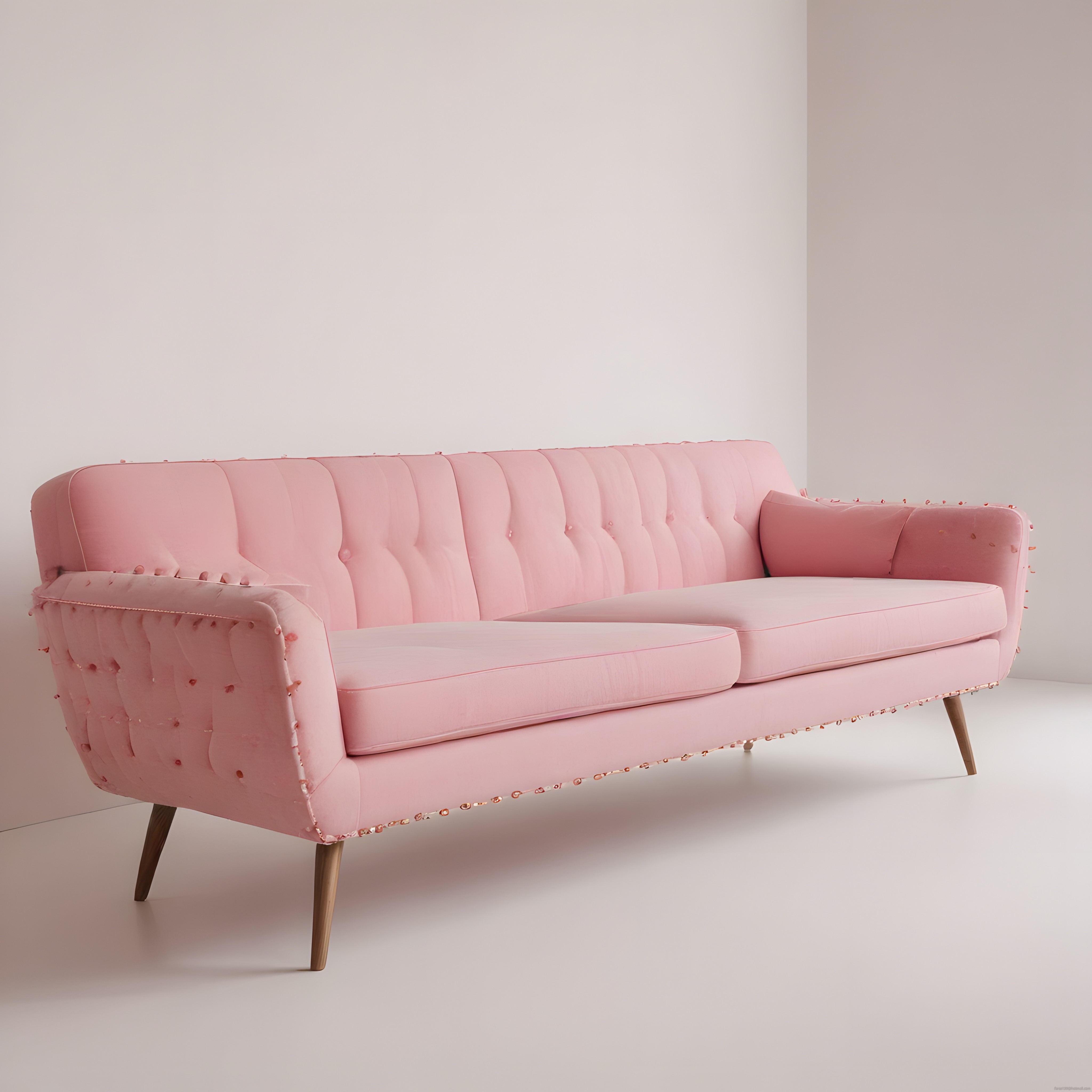 Zarif Pembe Kadife Kanepe ile Modern ve Romantik Oturma Odası Dekorasyonu