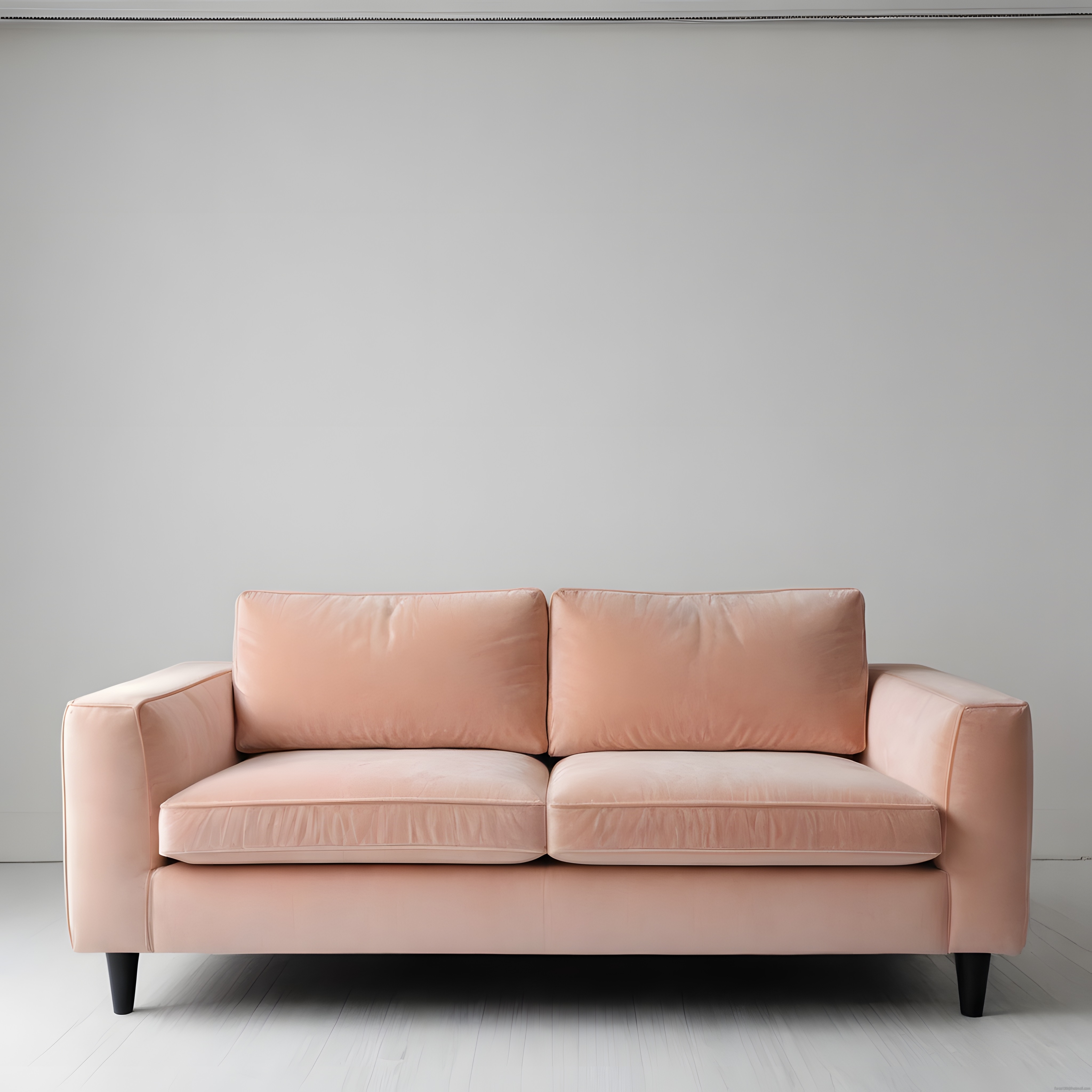 Zarif Pembe Kadife Kanepe ve Beyaz Duvar ile Minimalist Salon Dekoru