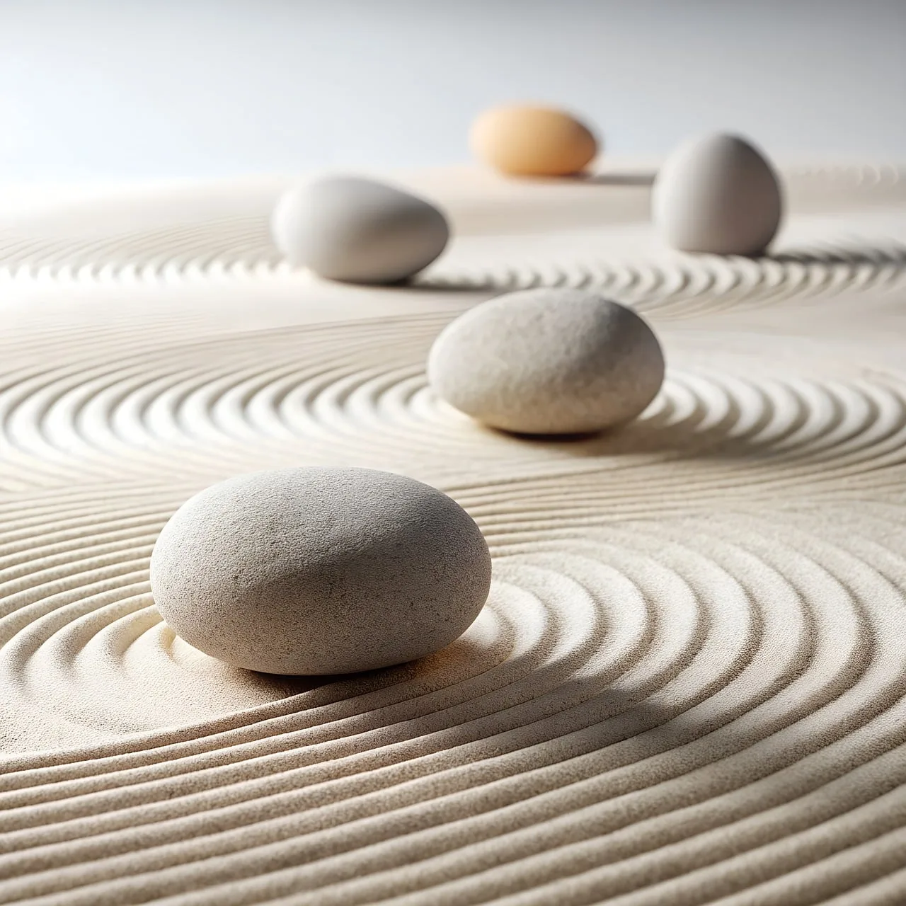 Zen bahçesi taşları ve yumuşak gölgeler Zen bahçesi taşları ve yumuşak gölgeler