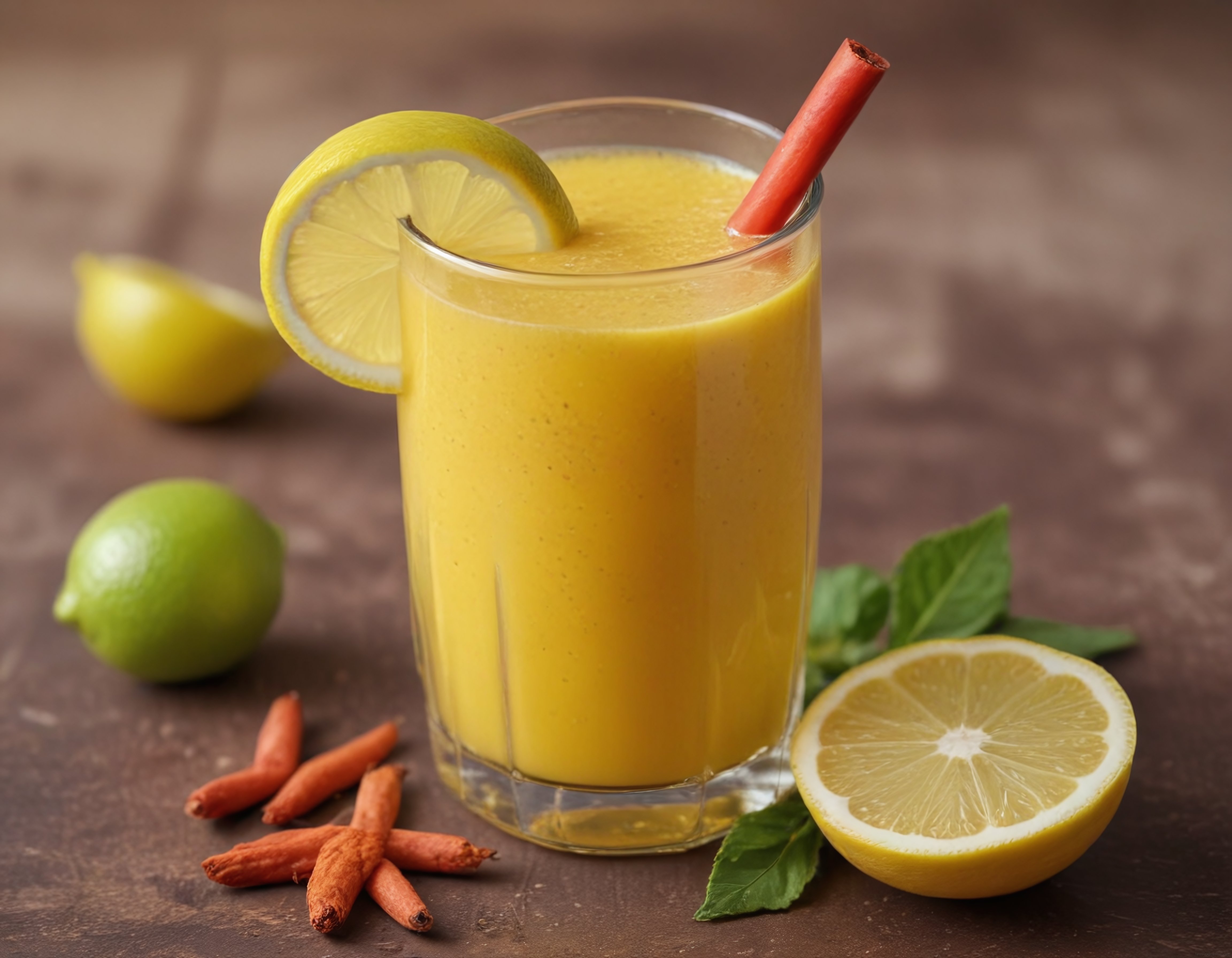 Zerdeçallı Detoks Smoothie Limon ve Fesleğen Yapraklarıyla Sağlıklı İçecek