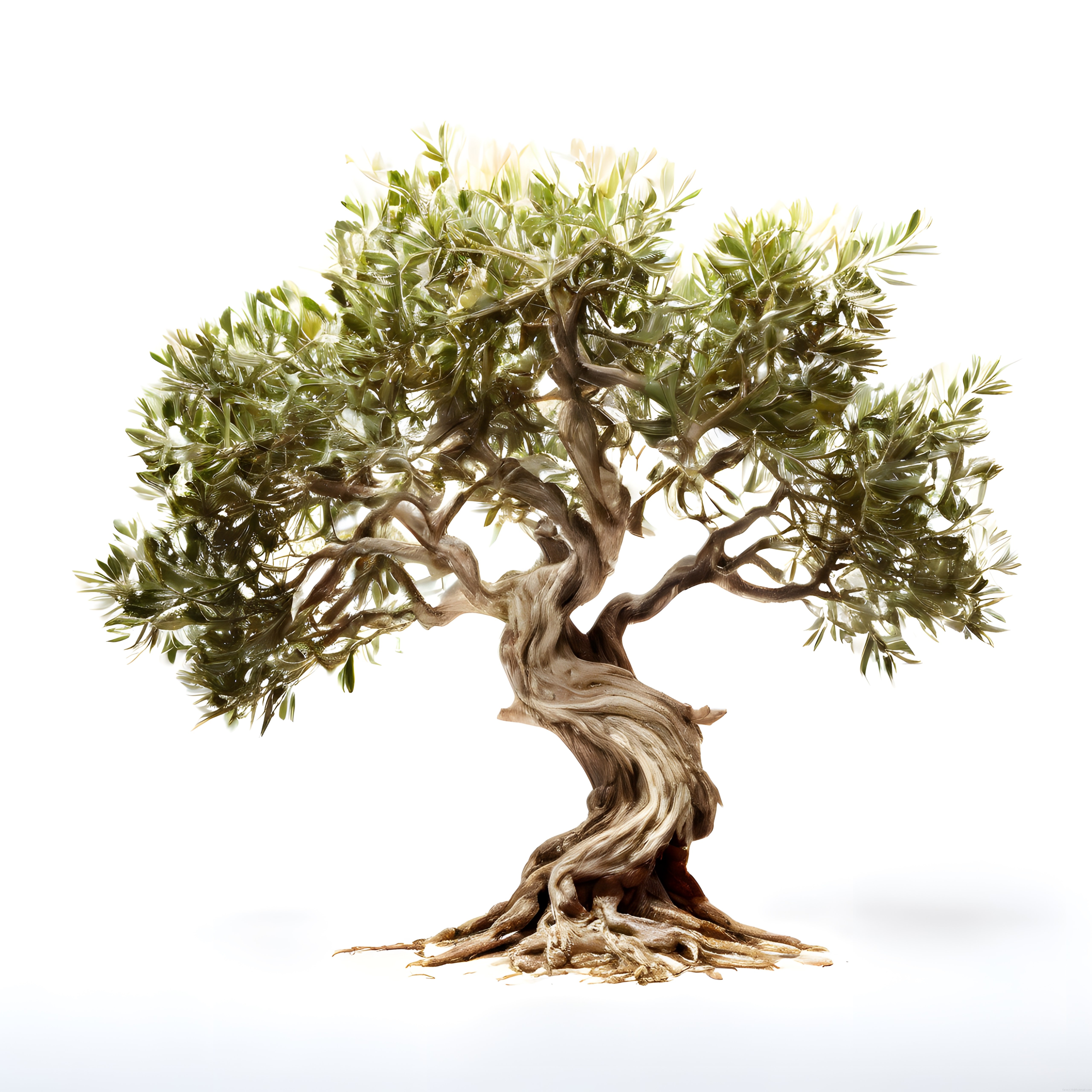 Zeytin Bonsai Ağacı: Beyaz Arka Planlı Stüdyo Çekimi ve Doğal Detaylar