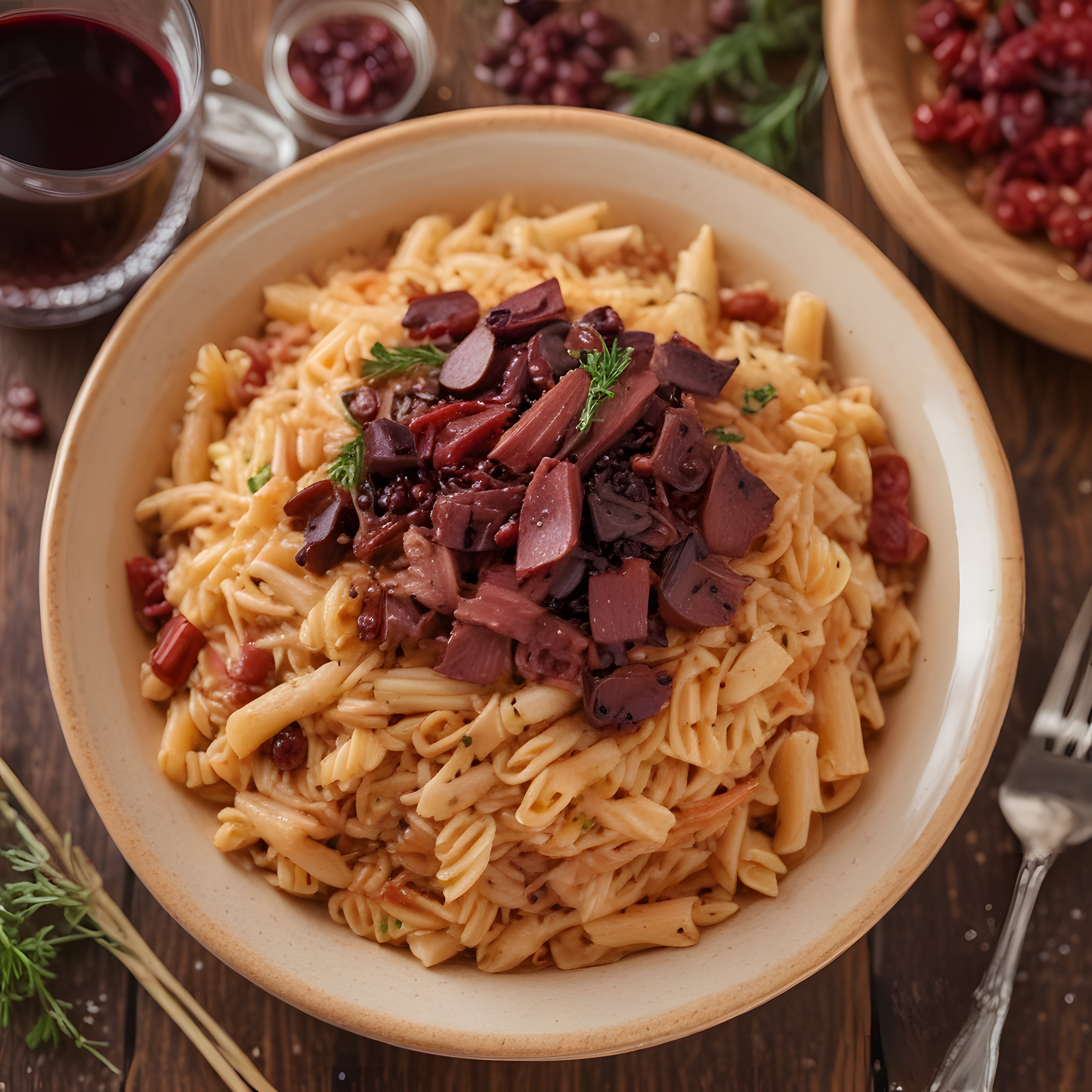 Zeytin ve Pastırmalı Soslu Makarna Tabağı: Rustik İtalyan Lezzeti