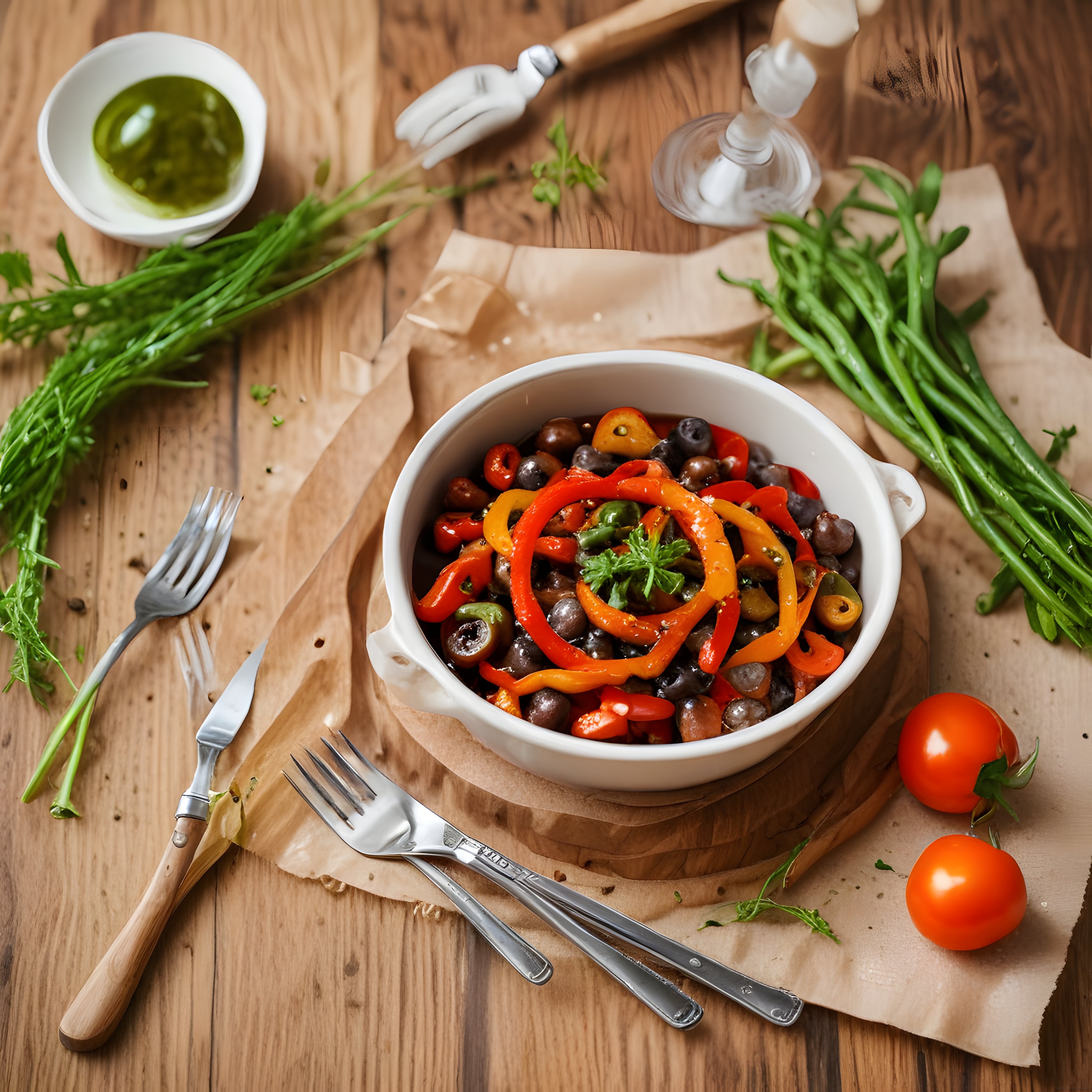 Zeytin ve Renkli Biberler ile Hazırlanan Ev Yapımı Akdeniz Mezesi Tarifi