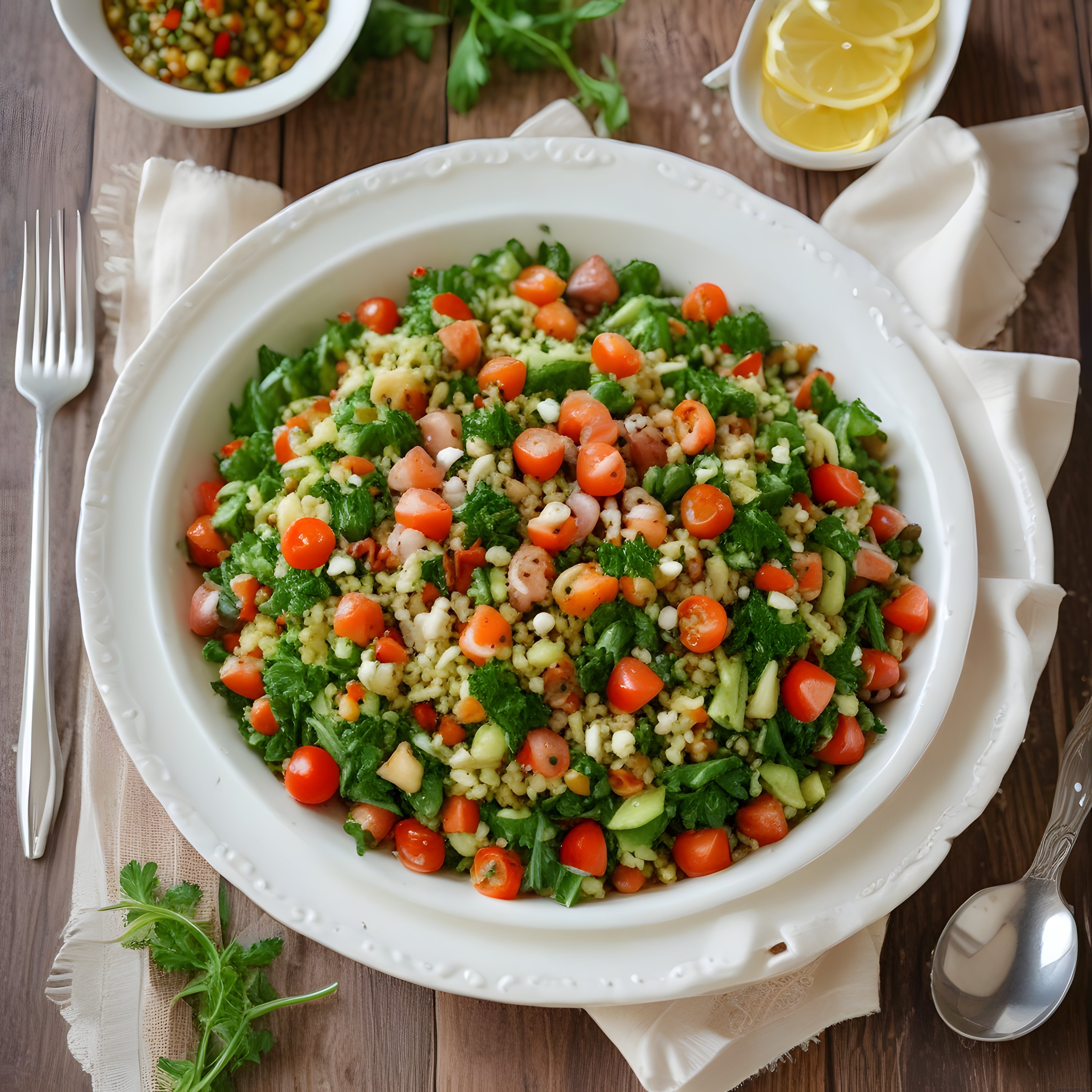 Zeytinyağlı Taze Sebzeli Bulgur Salatası: Sağlıklı Akdeniz Lezzeti